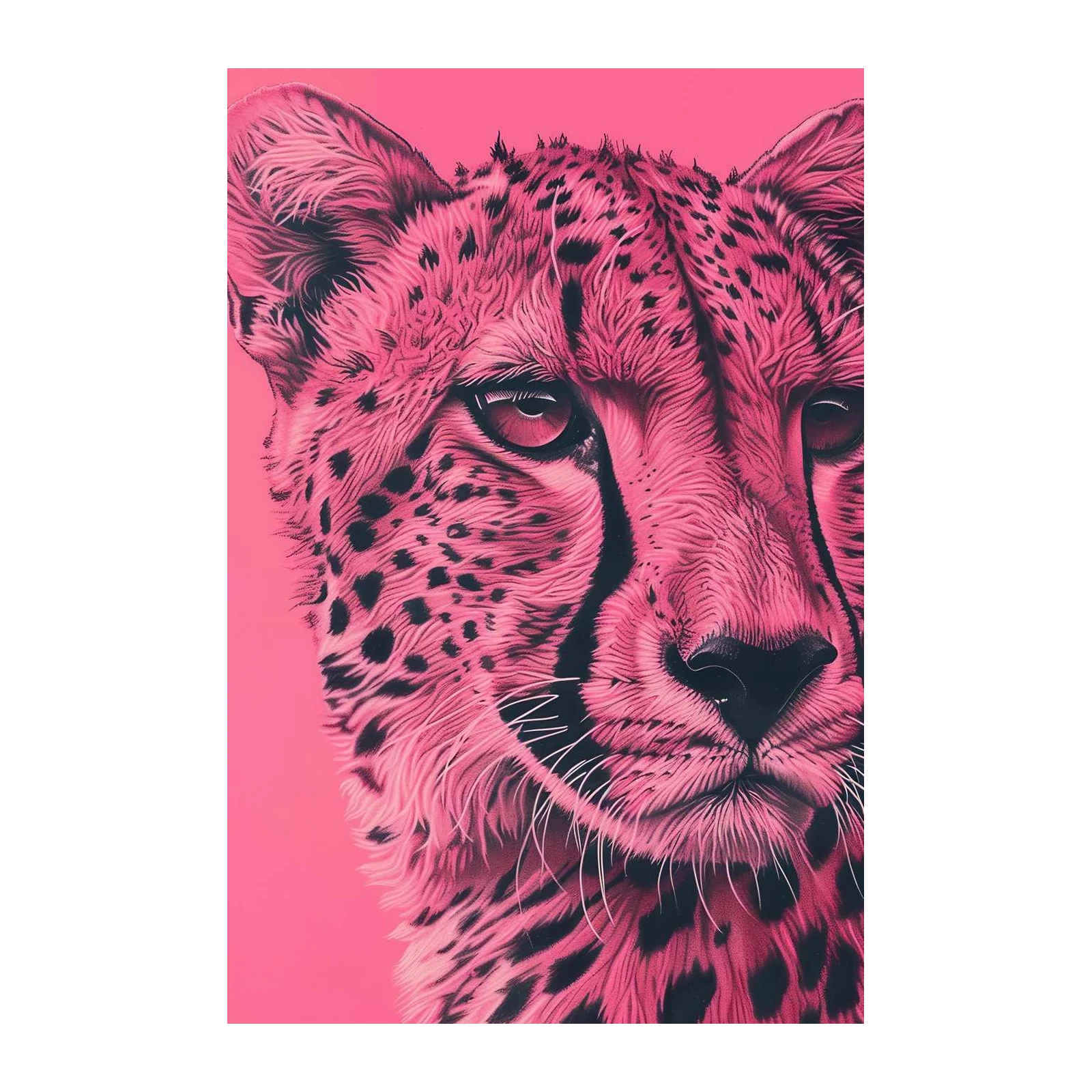 Vibrant Pink Cheetah Close-Up Wall Art