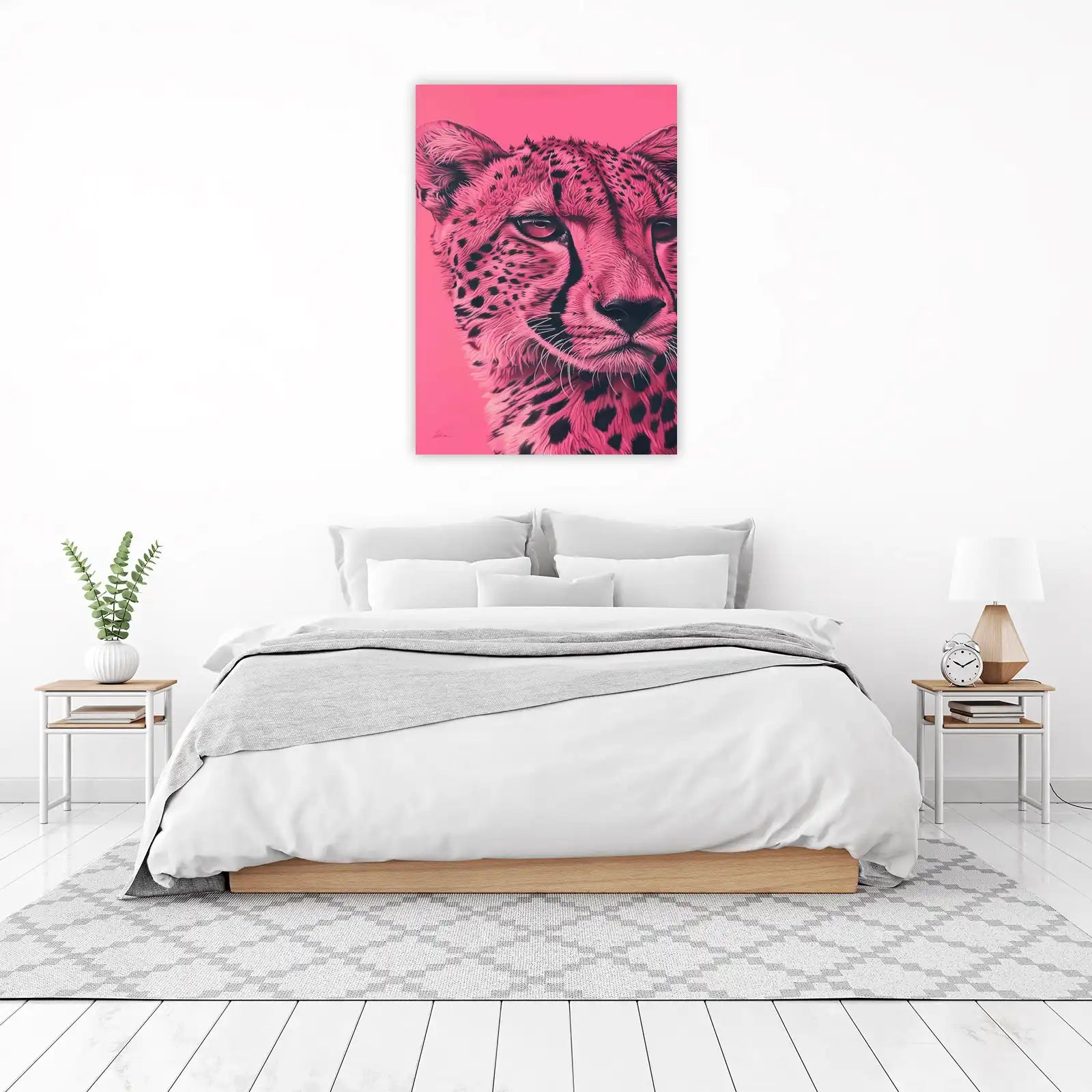 Vibrant Pink Cheetah Close-Up Wall Art