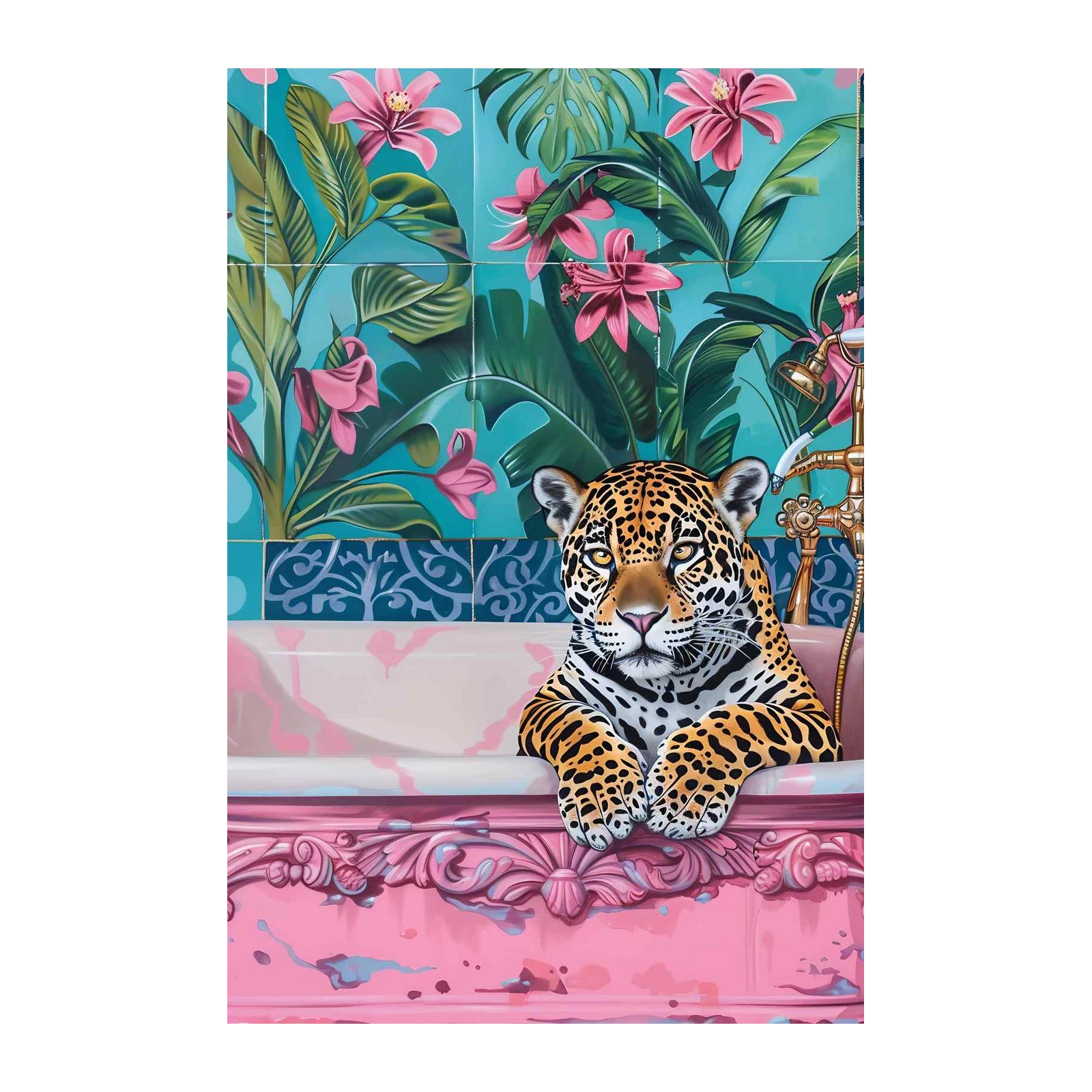 Jungle Bath Jaguar Bold Wall Art