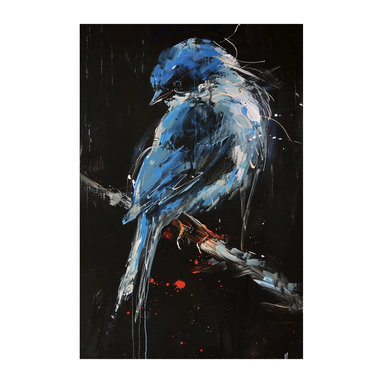 Vibrant Blue Bird Abstract Wall Art Wall Art