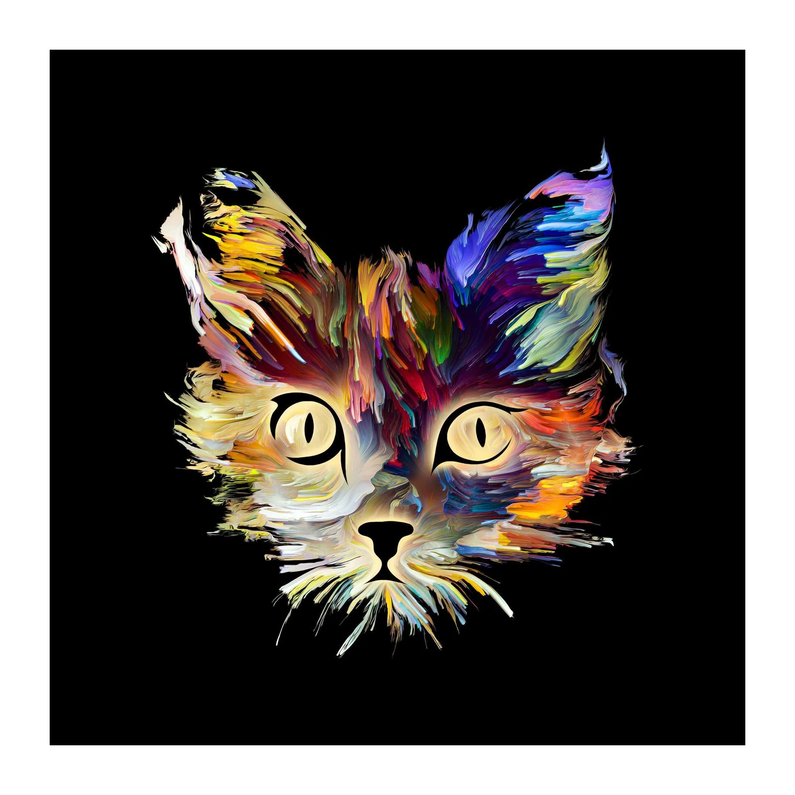 Vibrant Cat Face Splash Art Wall Art