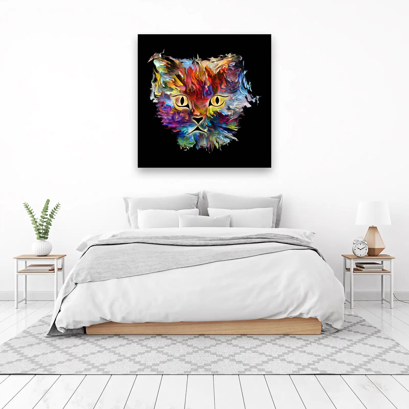 Vibrant Abstract Cat Face Wall Art