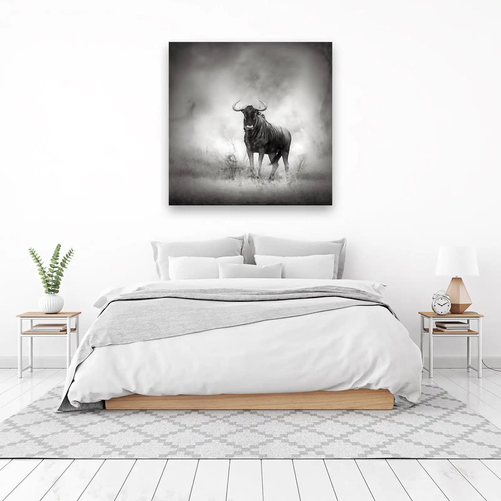 Majestic Wildebeest in Rain Wall Art