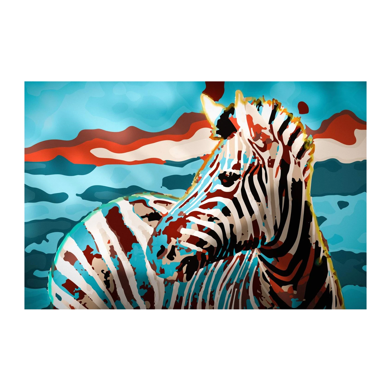 Vibrant Abstract Zebra Wall Art Wall Art