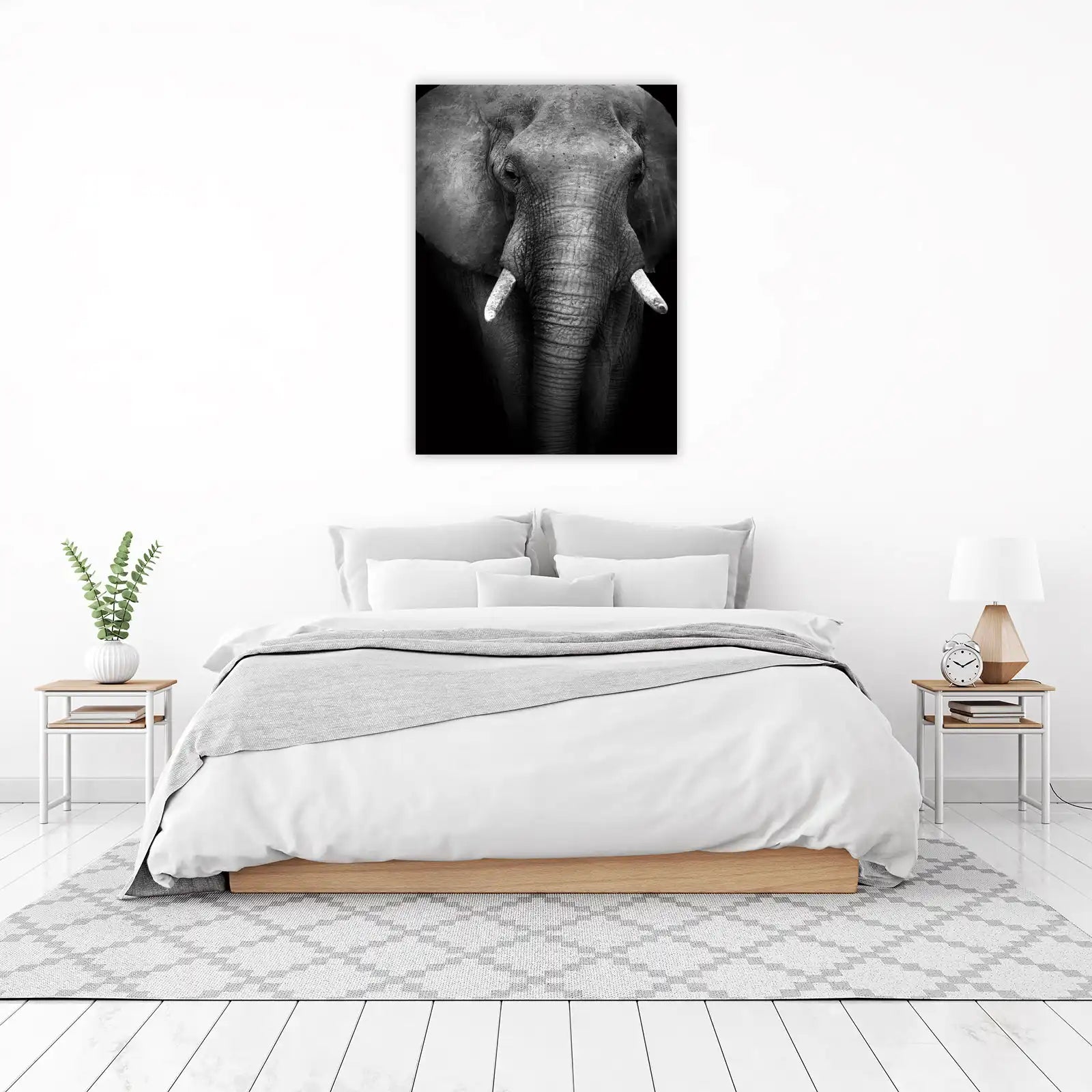 Majestic Elephant Portrait B&W Wall Art