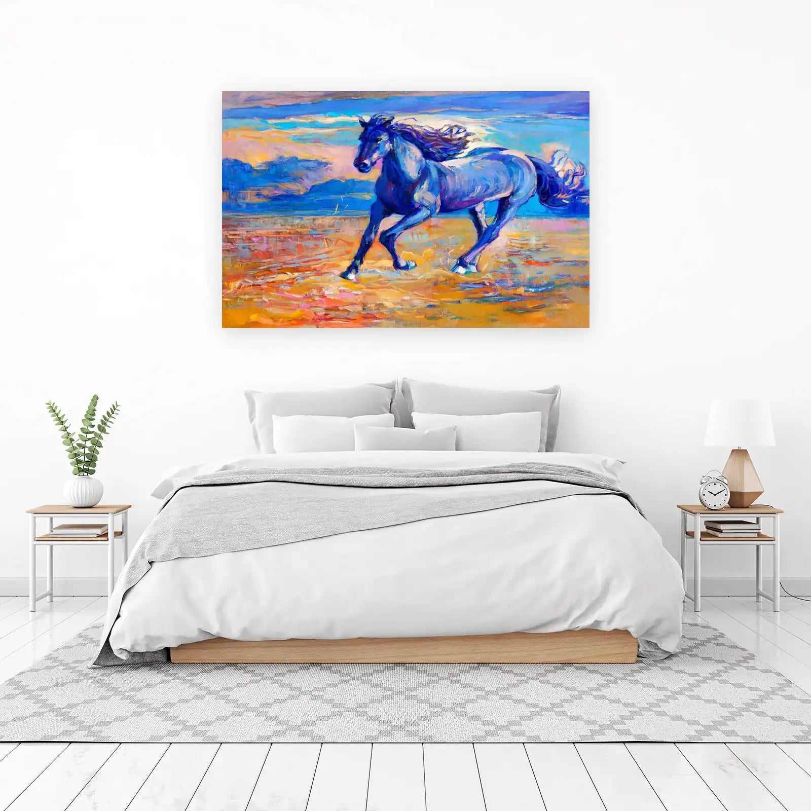 Majestic Blue Horse Running Wall Art