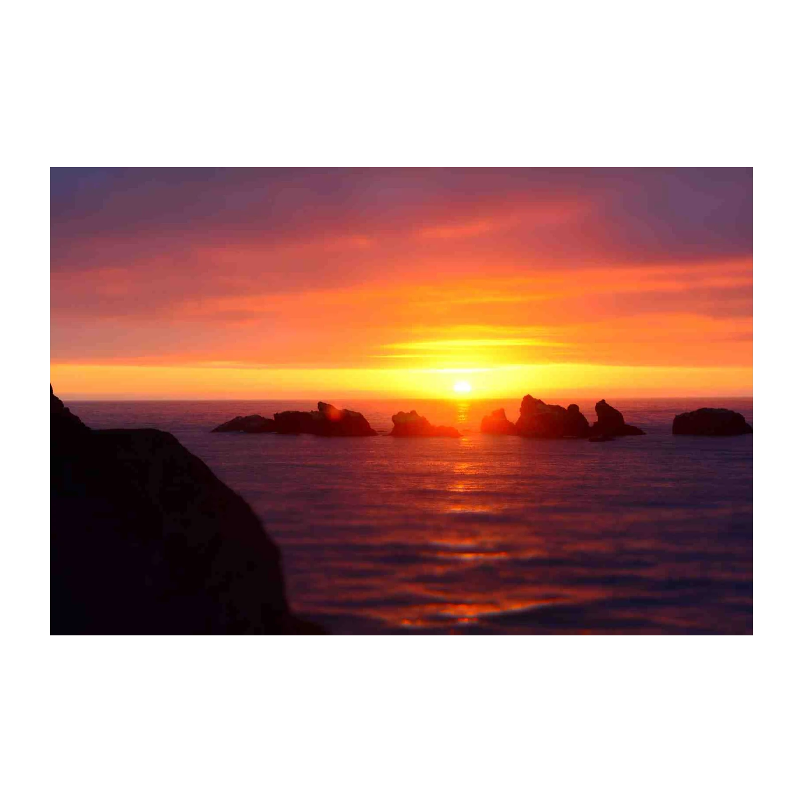 Vibrant Sunset Ocean Rocks Wall Art