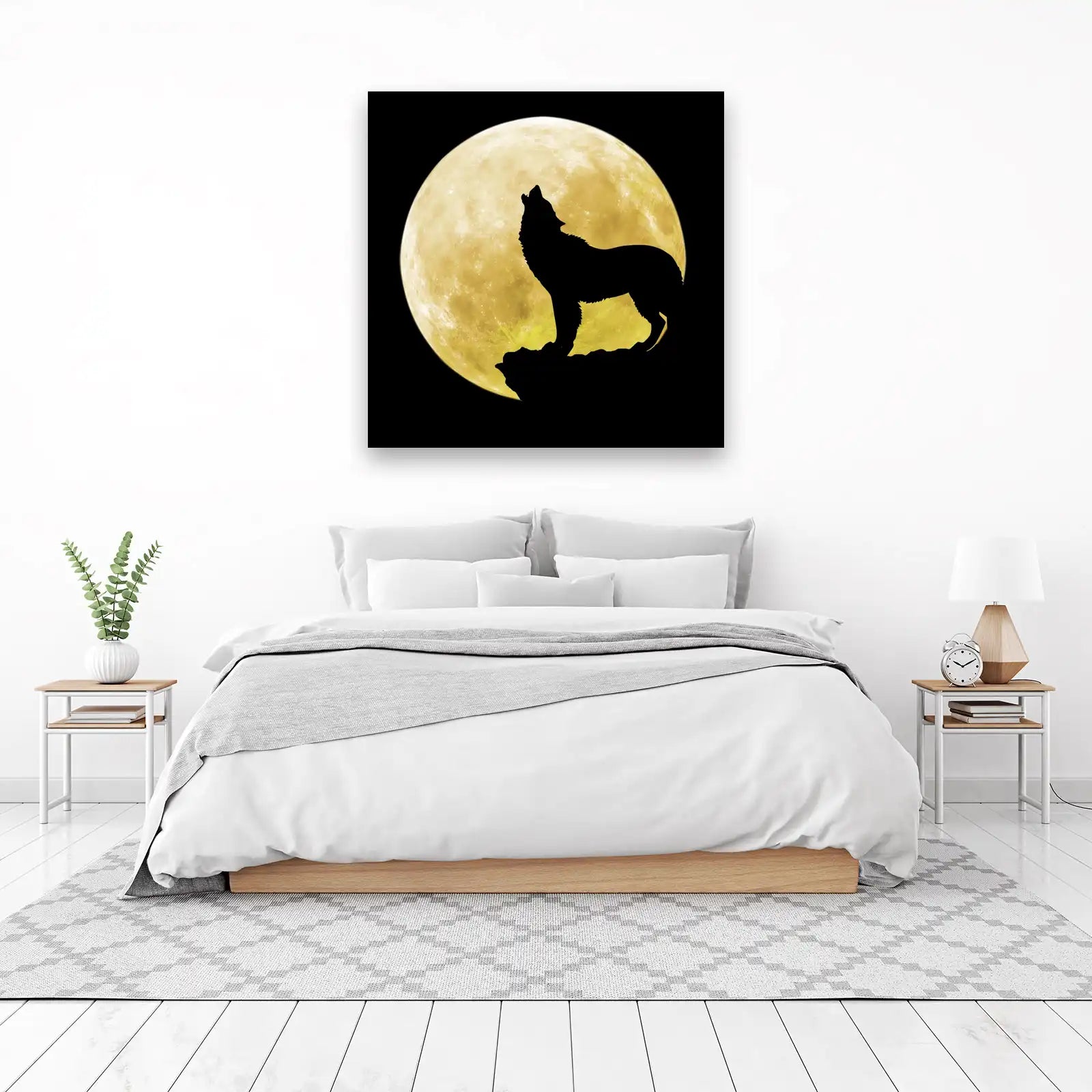 Majestic Wolf Howling Moon Wall Art