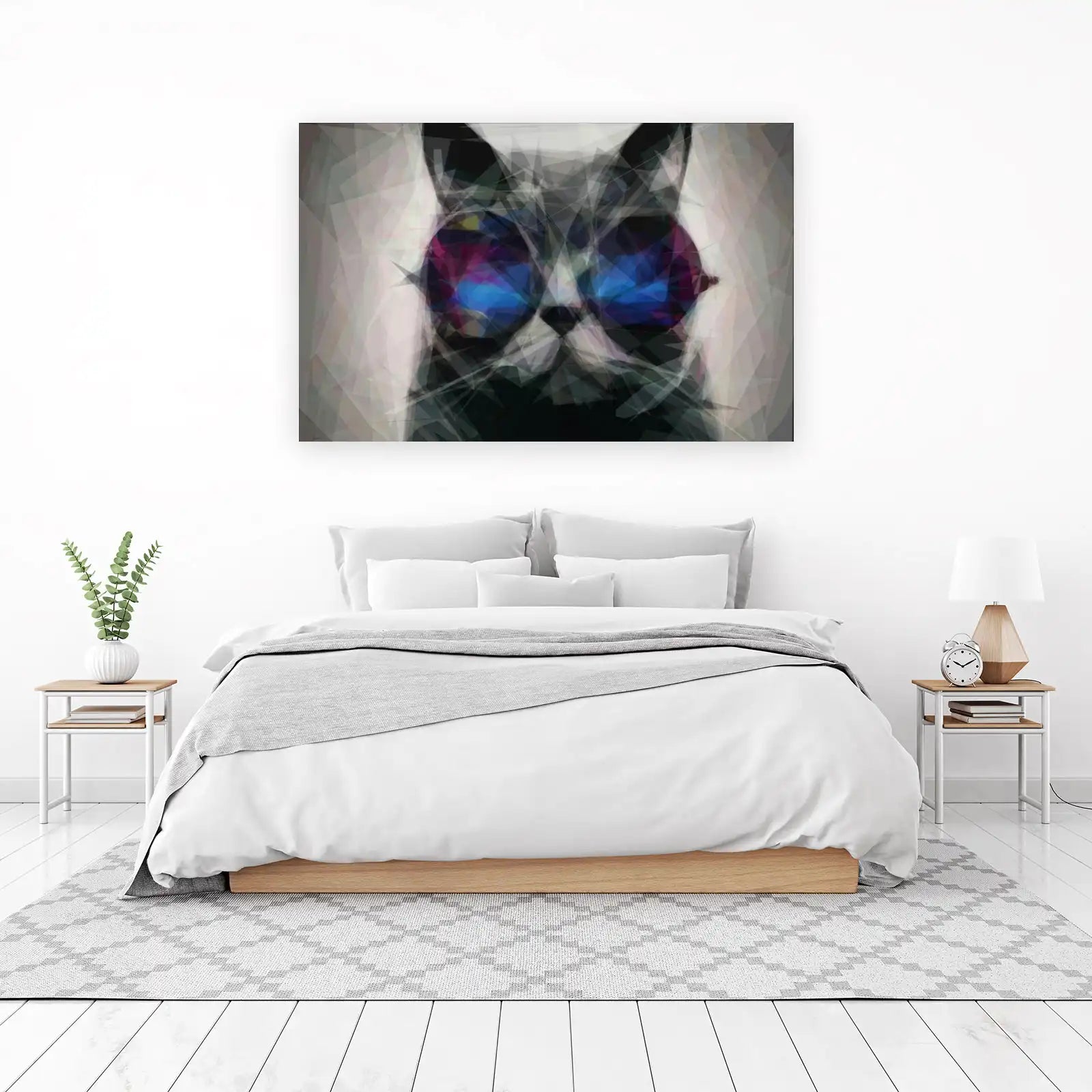 Abstract Geometric Cat Wall Art