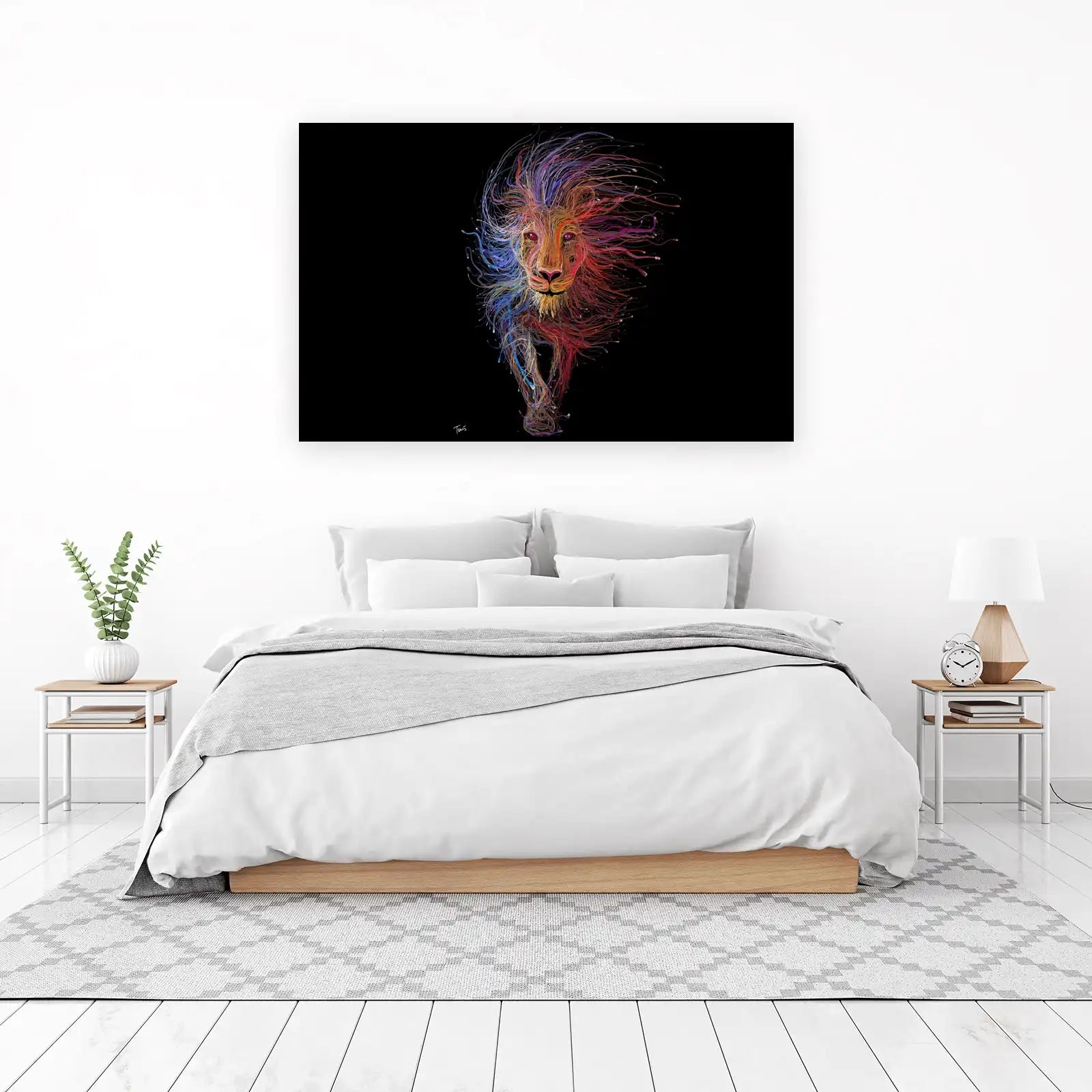 Vibrant Lion Flow Art Wall Art