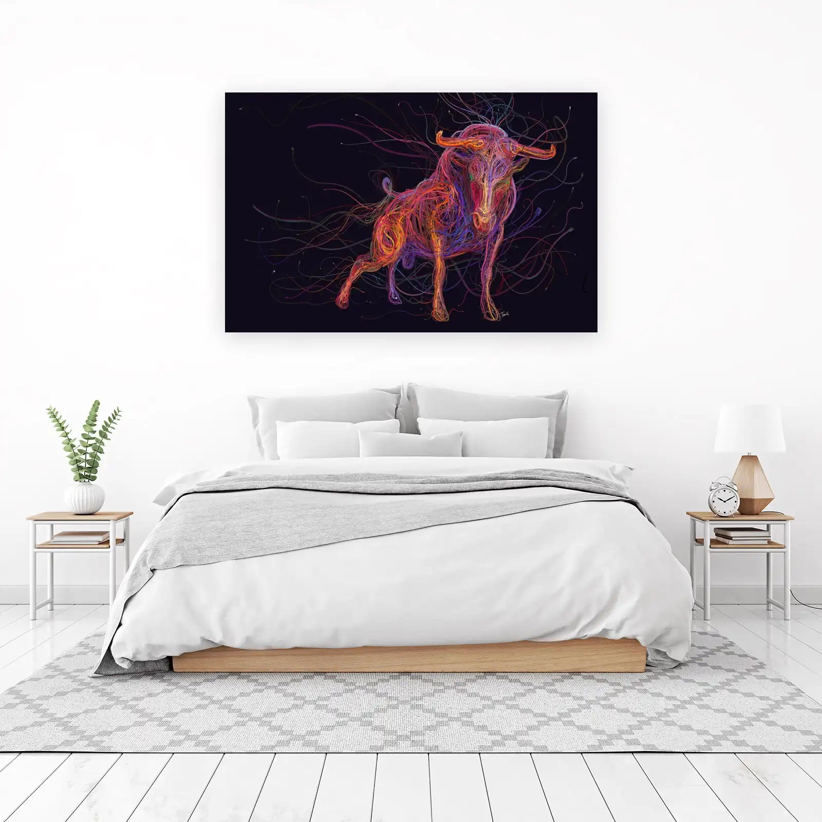 Vibrant Abstract Bull Energy Wall Art