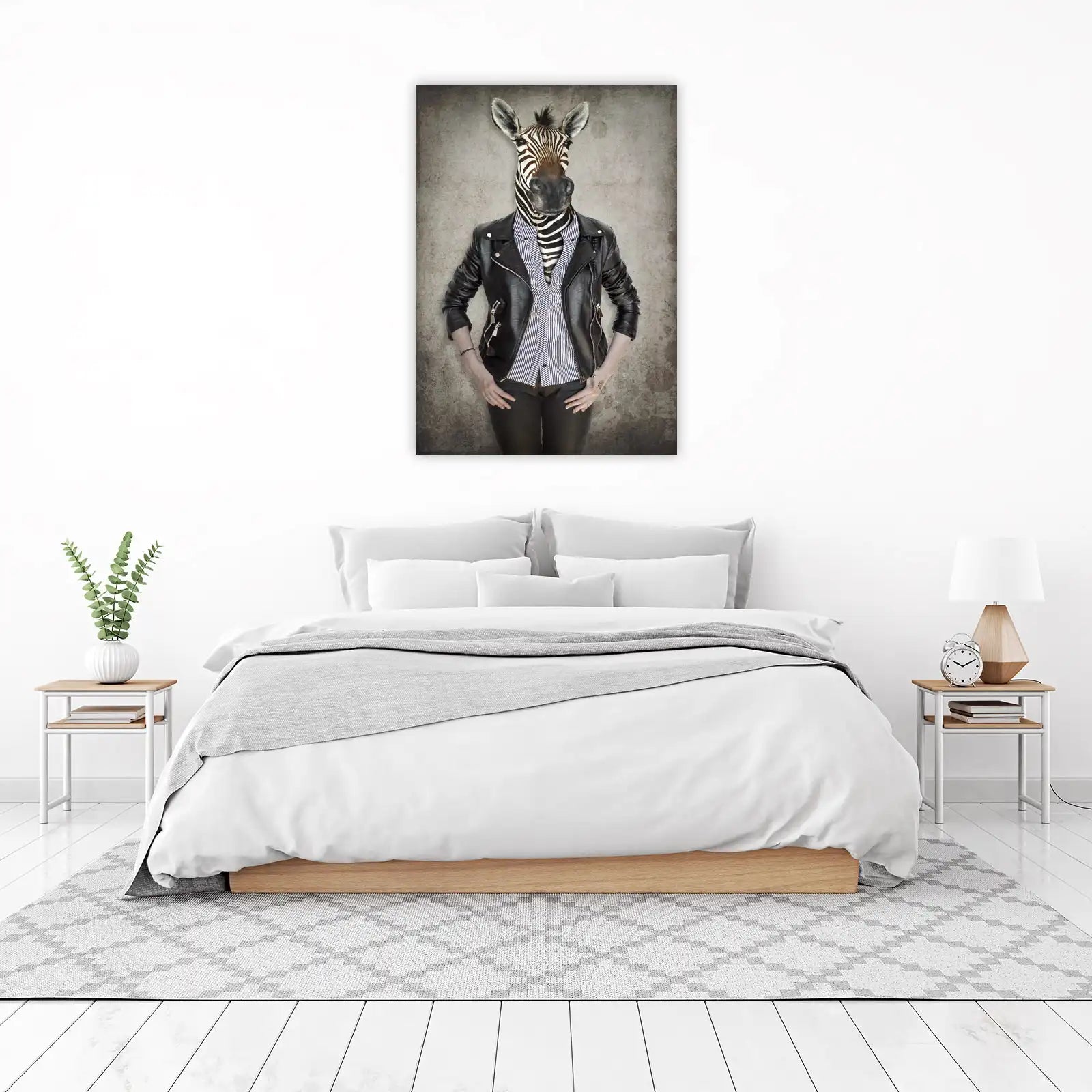Cool Zebra Punk Rock Leather Jacket Wall Art