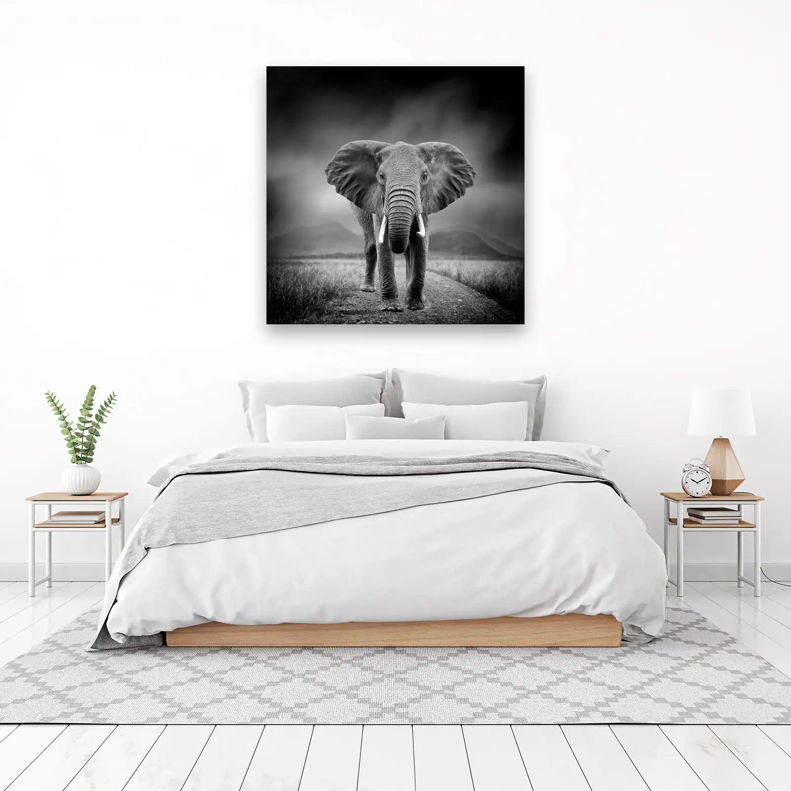 Majestic Elephant Portrait B&W Wall Art