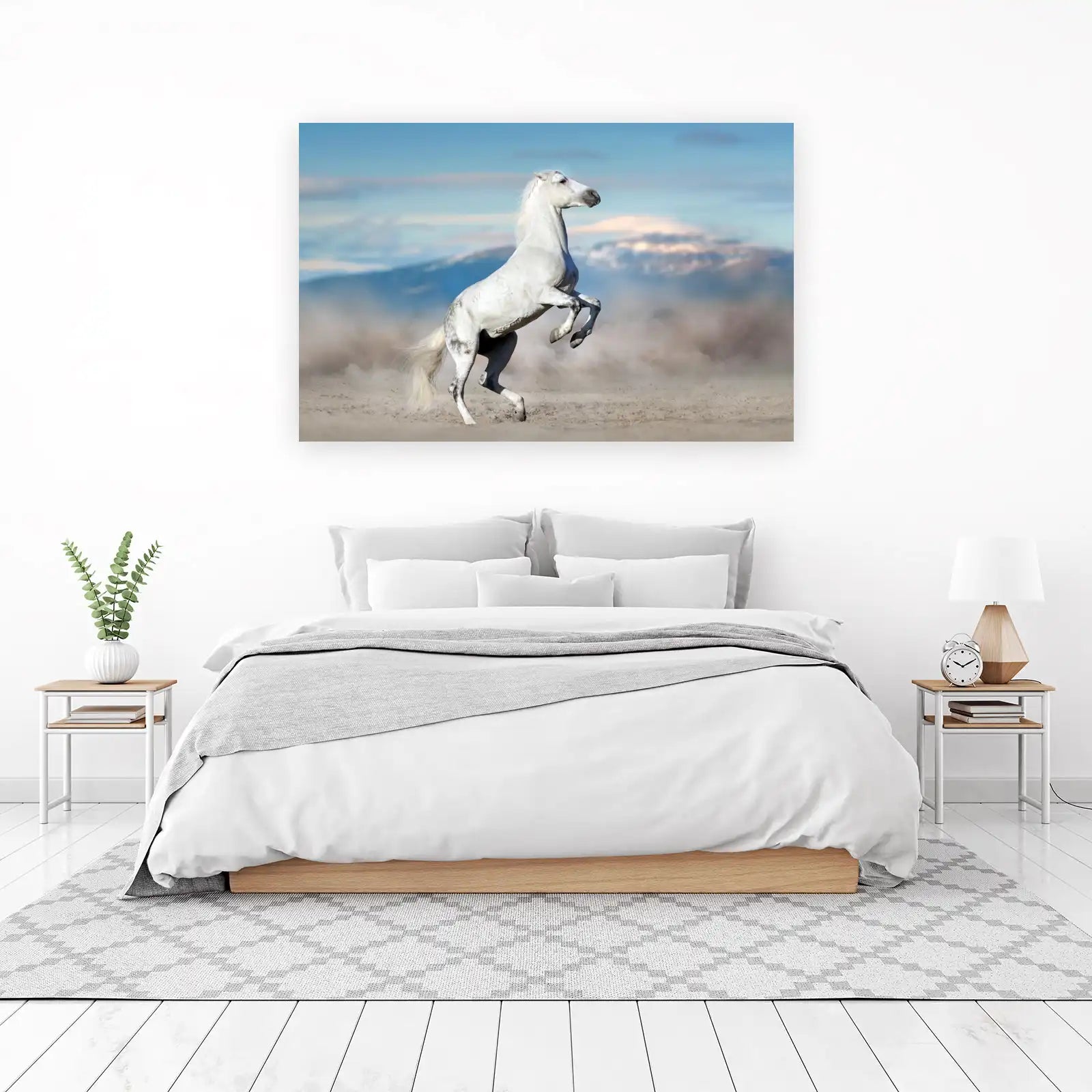Majestic White Horse Rearing Wall Art