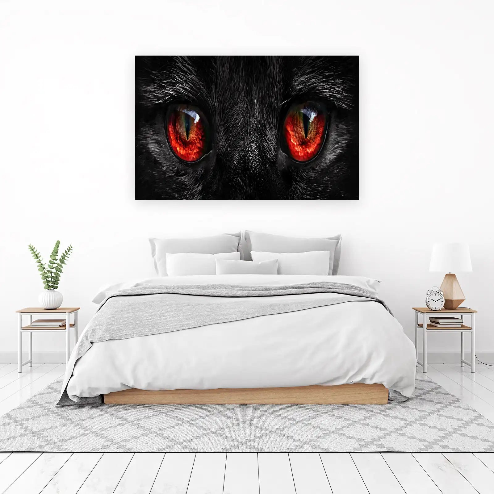 Mysterious Black Cat with Fiery Eyes Wall Art