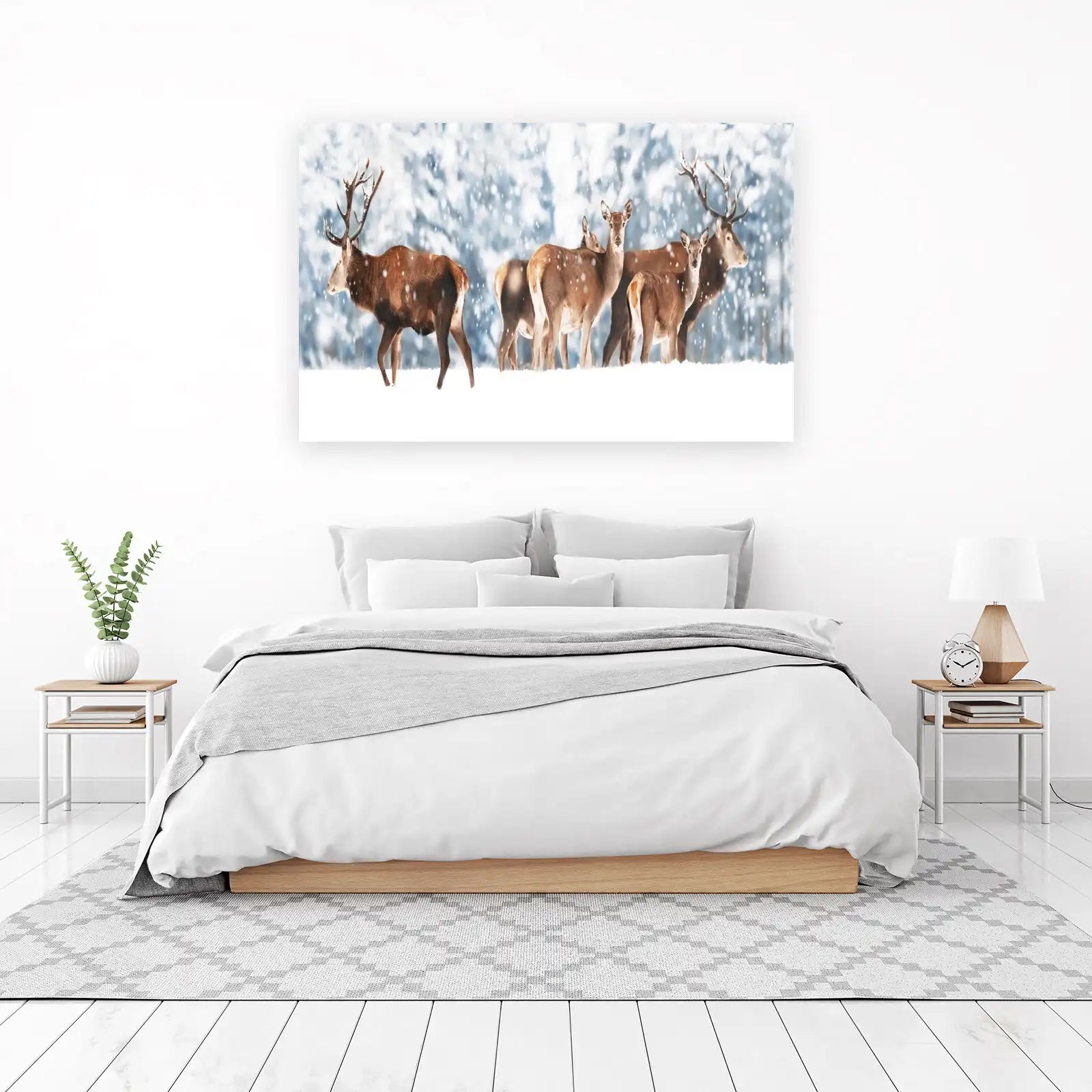 Majestic Deer in Snow Wall Art