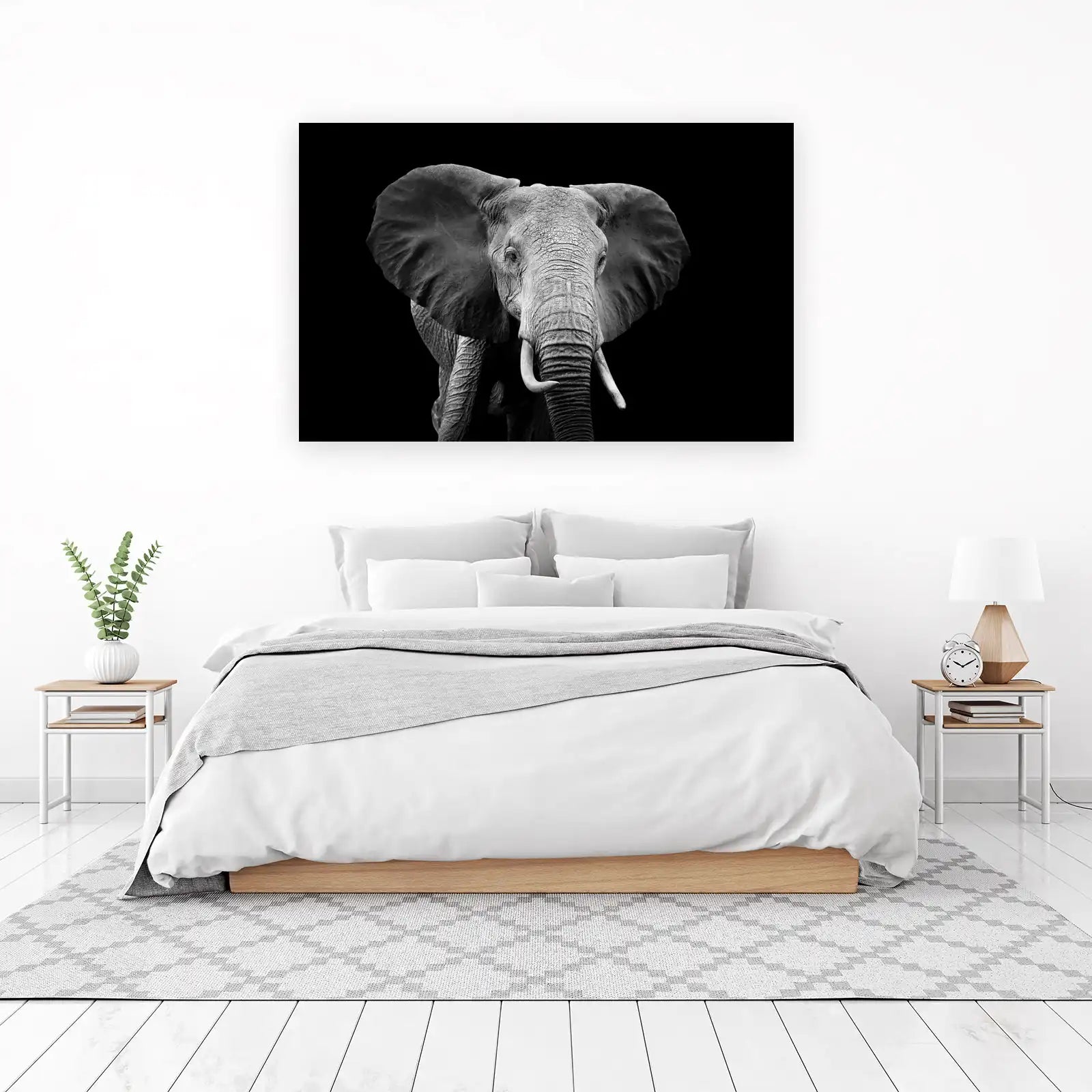 Majestic Elephant BW Portrait Wall Art