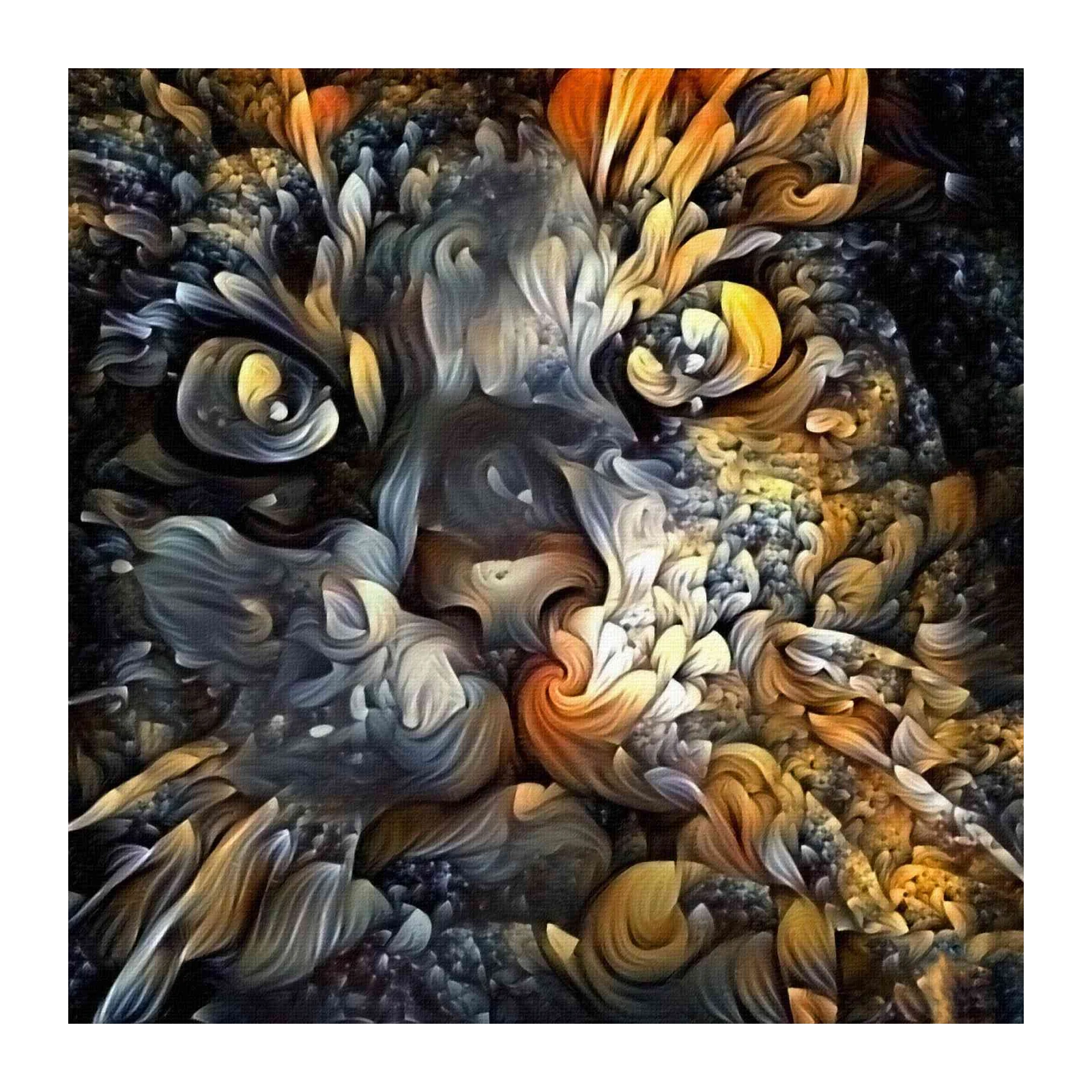 Enigmatic Swirls Abstract Lion Wall Art