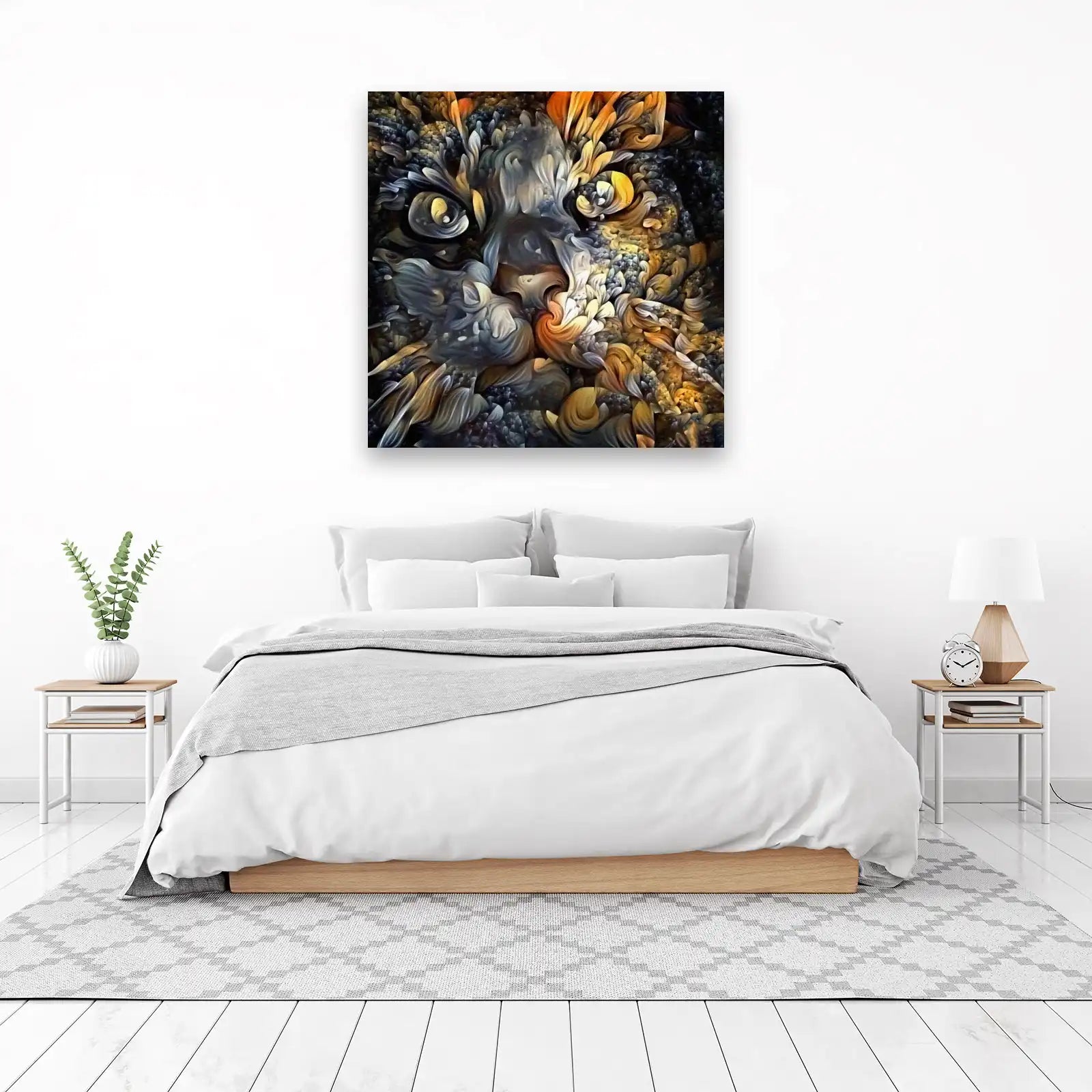 Enigmatic Swirls Abstract Lion Wall Art