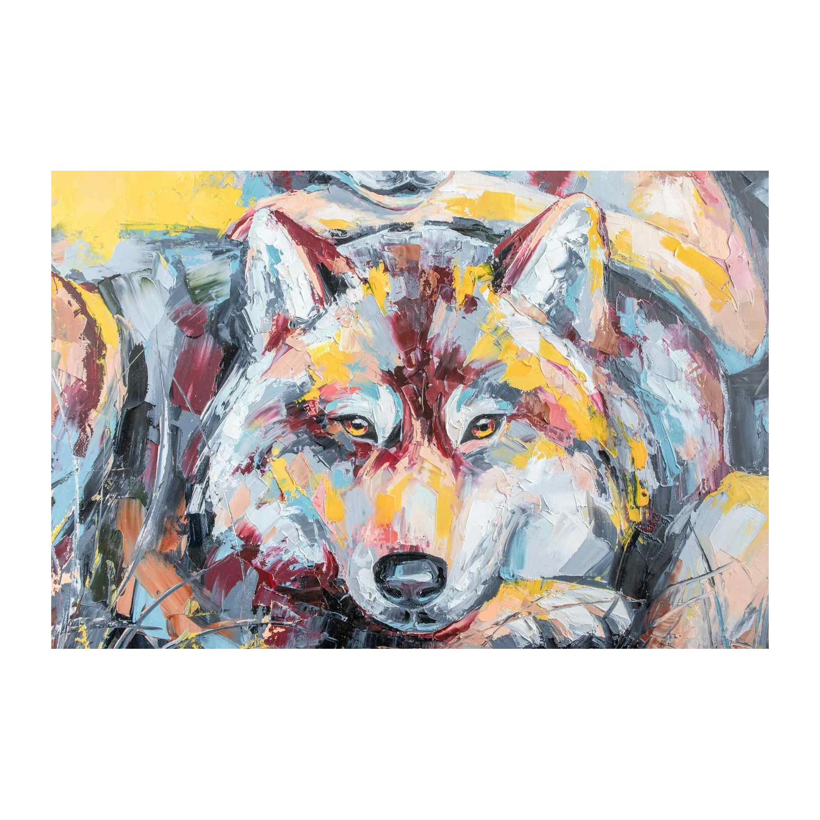 Vibrant Wolf Portrait Textured Wall Art