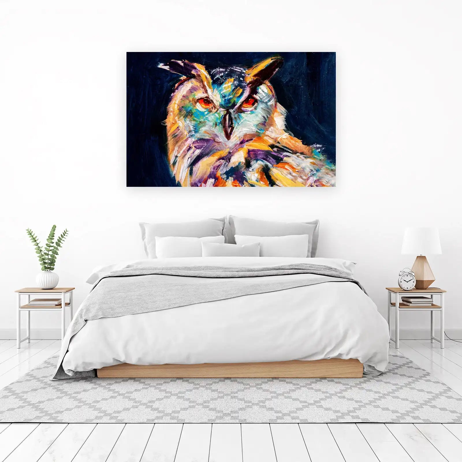 Vibrant Owl Oil Painting Wall Art