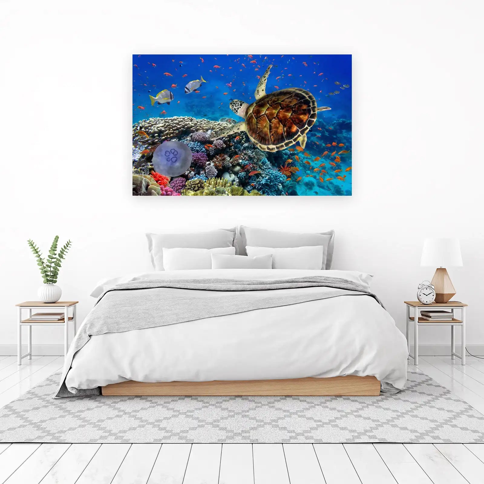 Majestic Sea Turtle & Coral Reef Wall Art