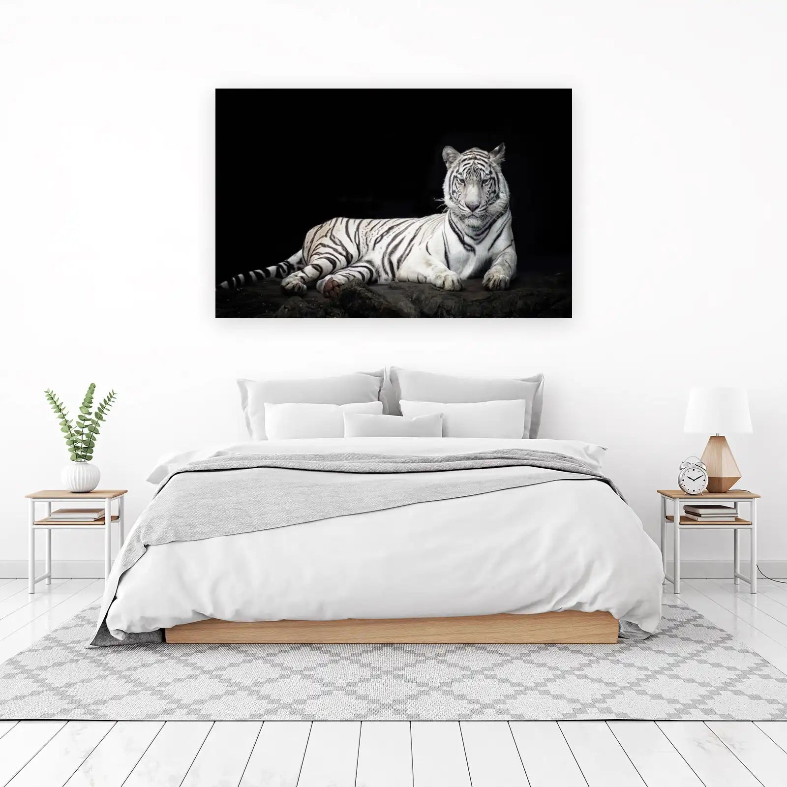 Majestic White Tiger Lying Down Wall Art