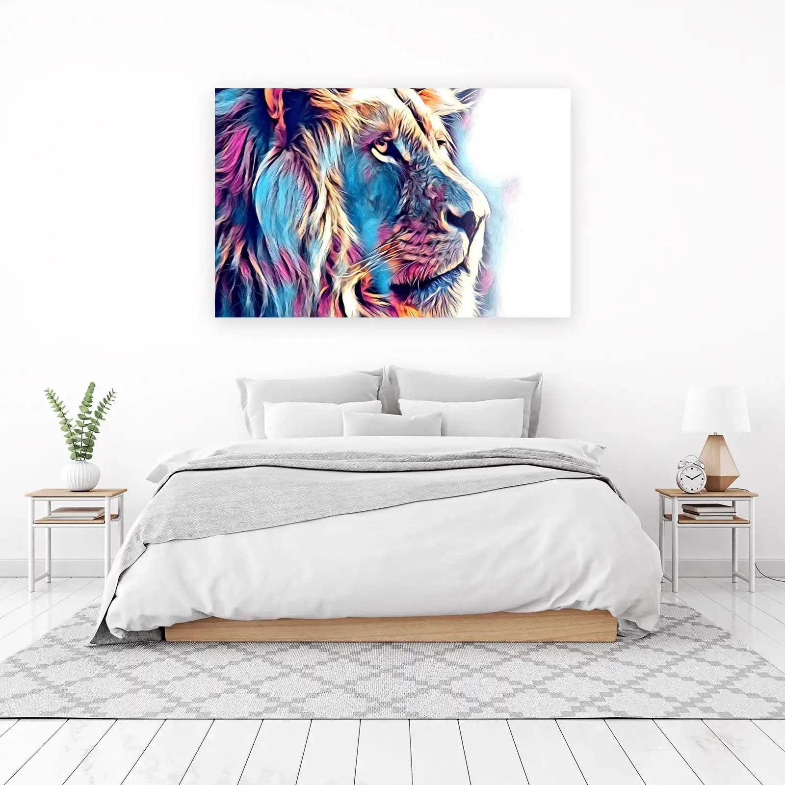 Majestic Lion Colorful Abstract Wall Art