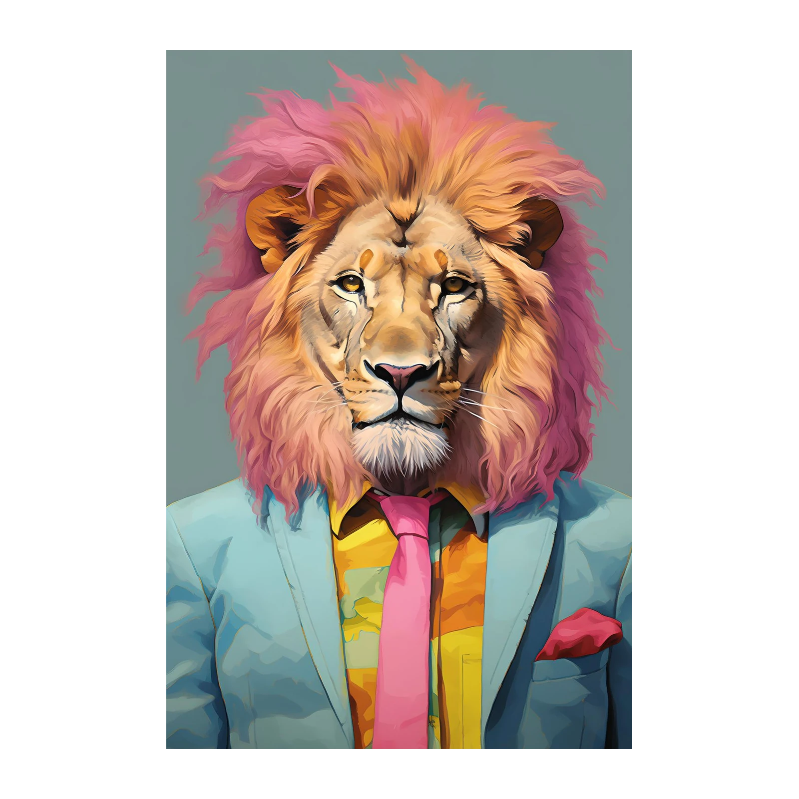 Vibrant Lion Portrait Modern Art Wall Art