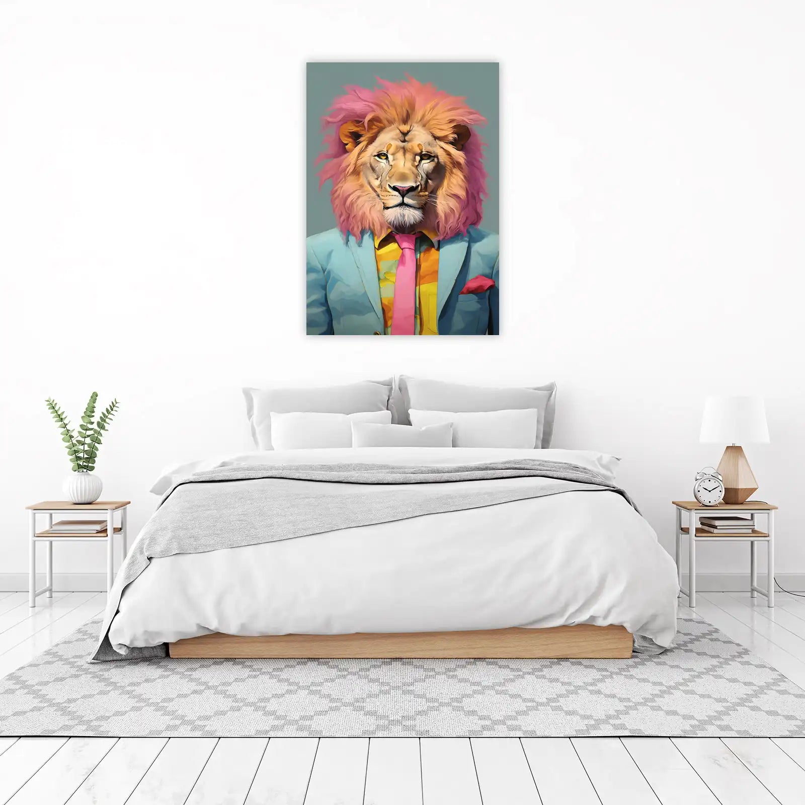 Vibrant Lion Portrait Modern Art Wall Art