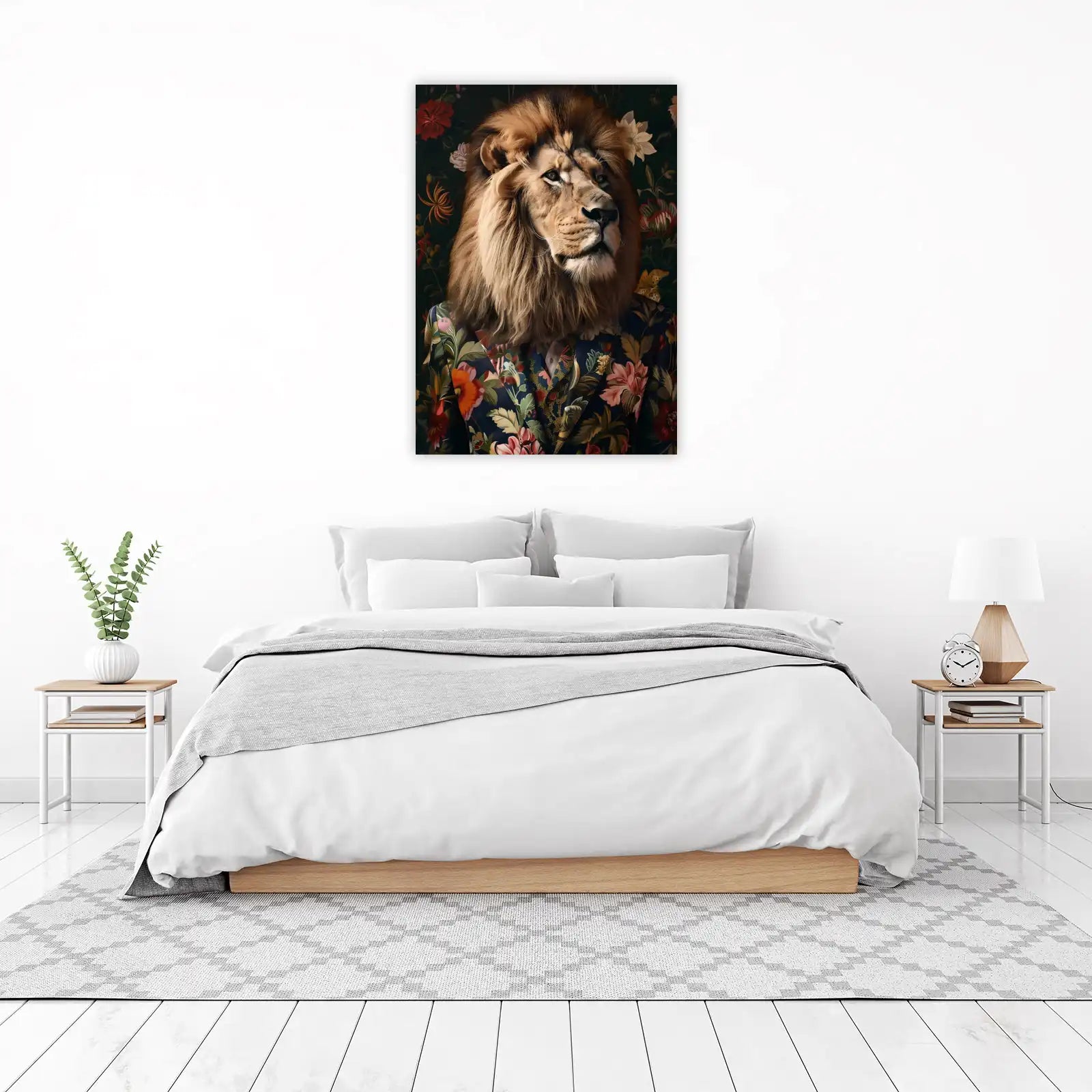 Regal Lion Floral Suit Wall Art