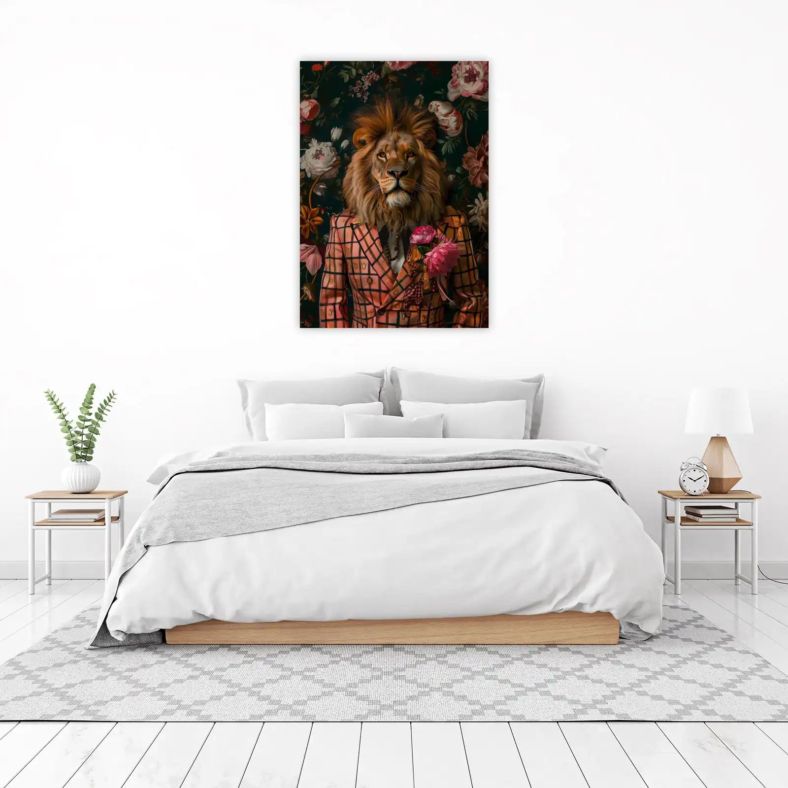 Dapper Lion Portrait Floral Vintage Wall Art
