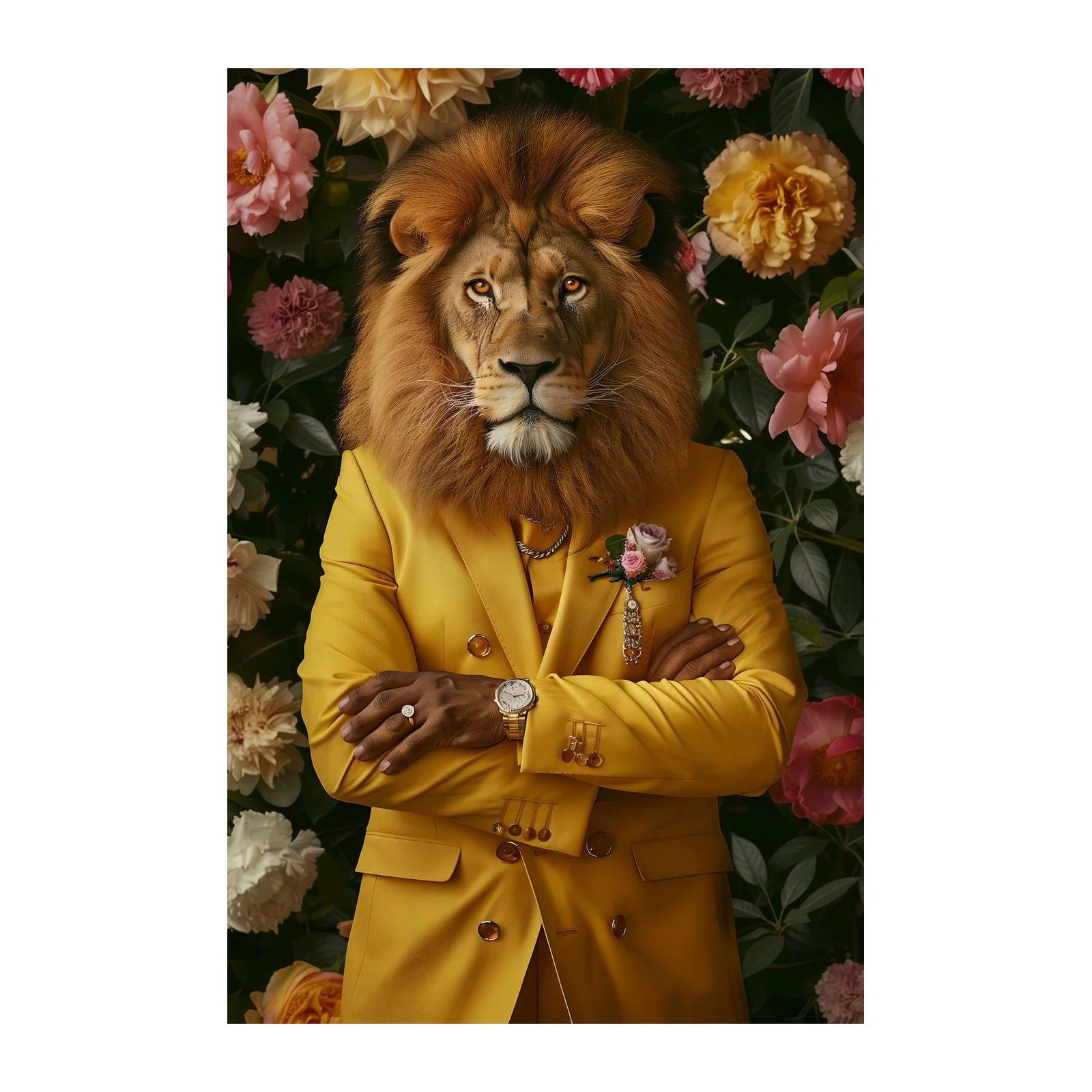 Regal Lion in Yellow Suit Wall Art