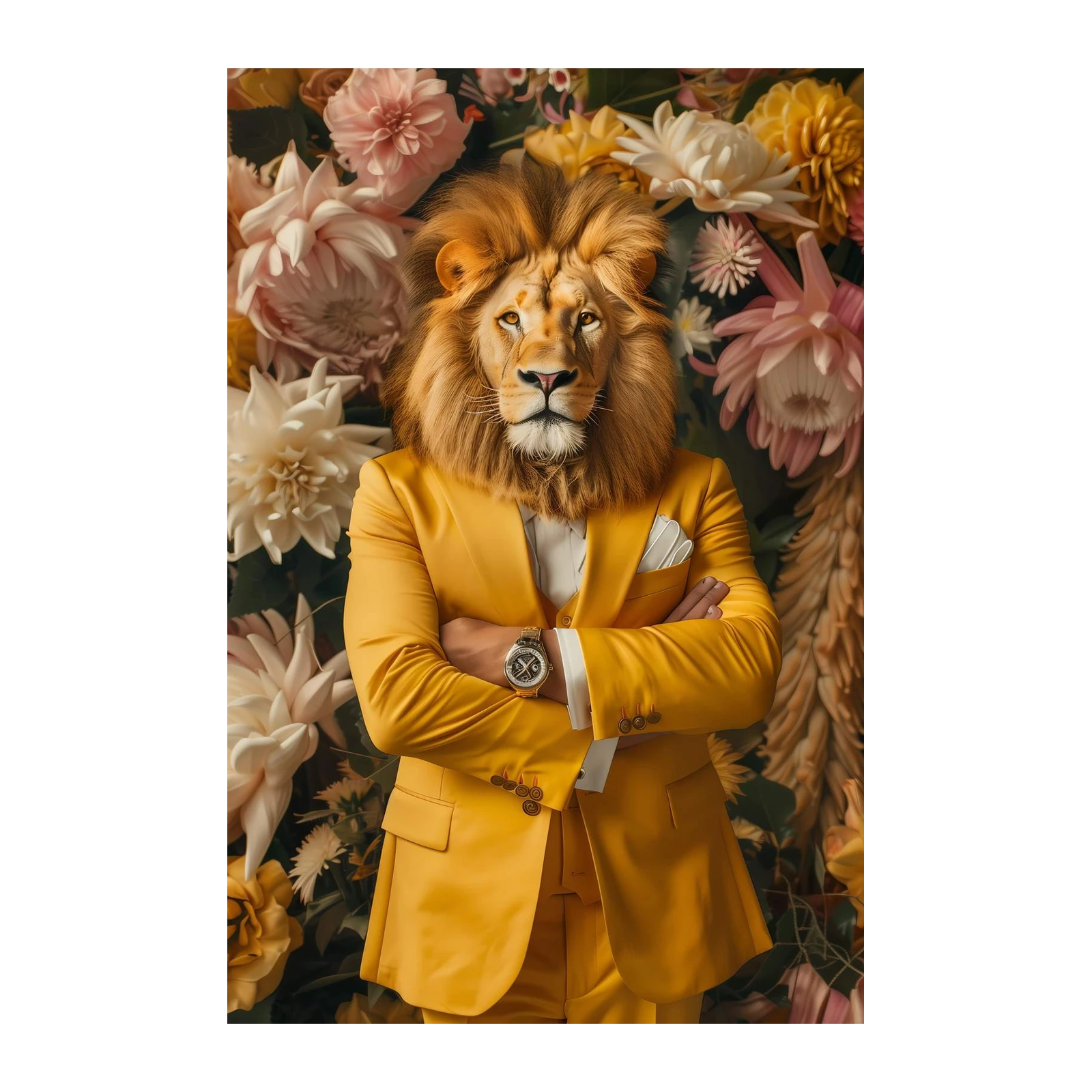Regal Lion in Yellow Suit Wall Art