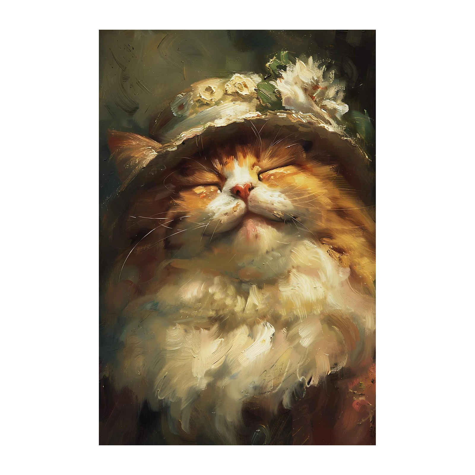 Whimsical Cat in Hat Wall Art - Pet Art