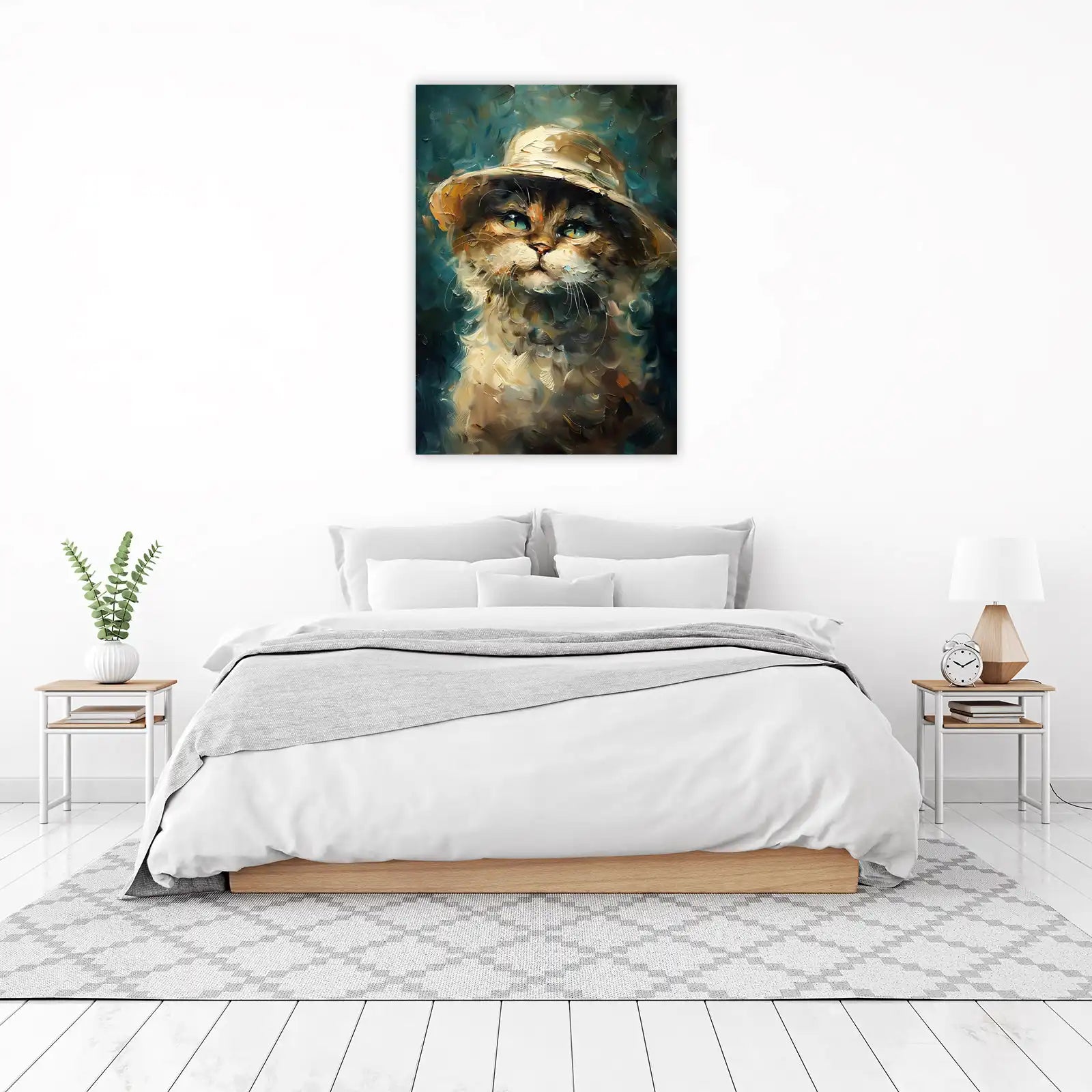 Majestic Hat Cat Oil Painting Wall Art