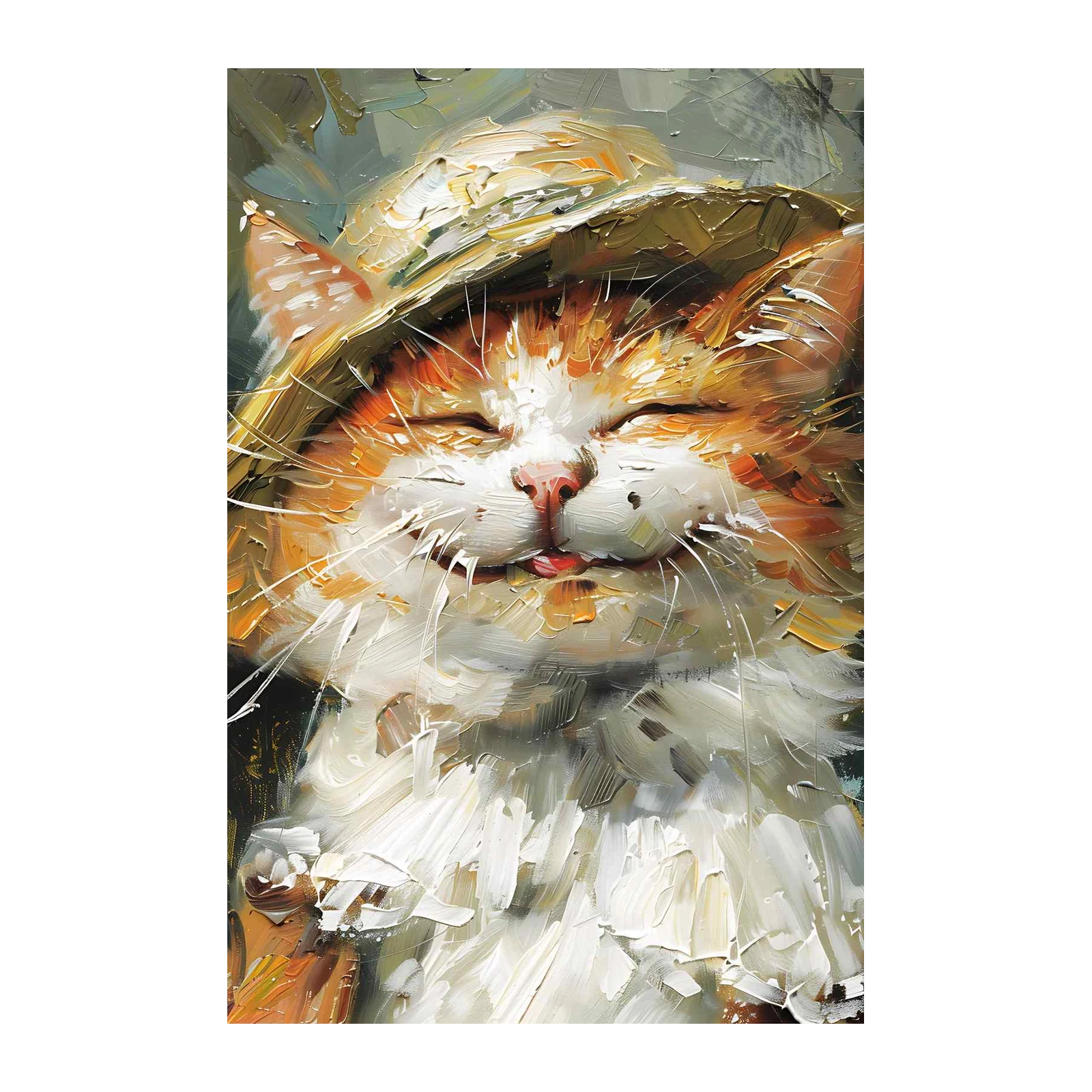 Joyful Orange Cat with Hat Wall Art