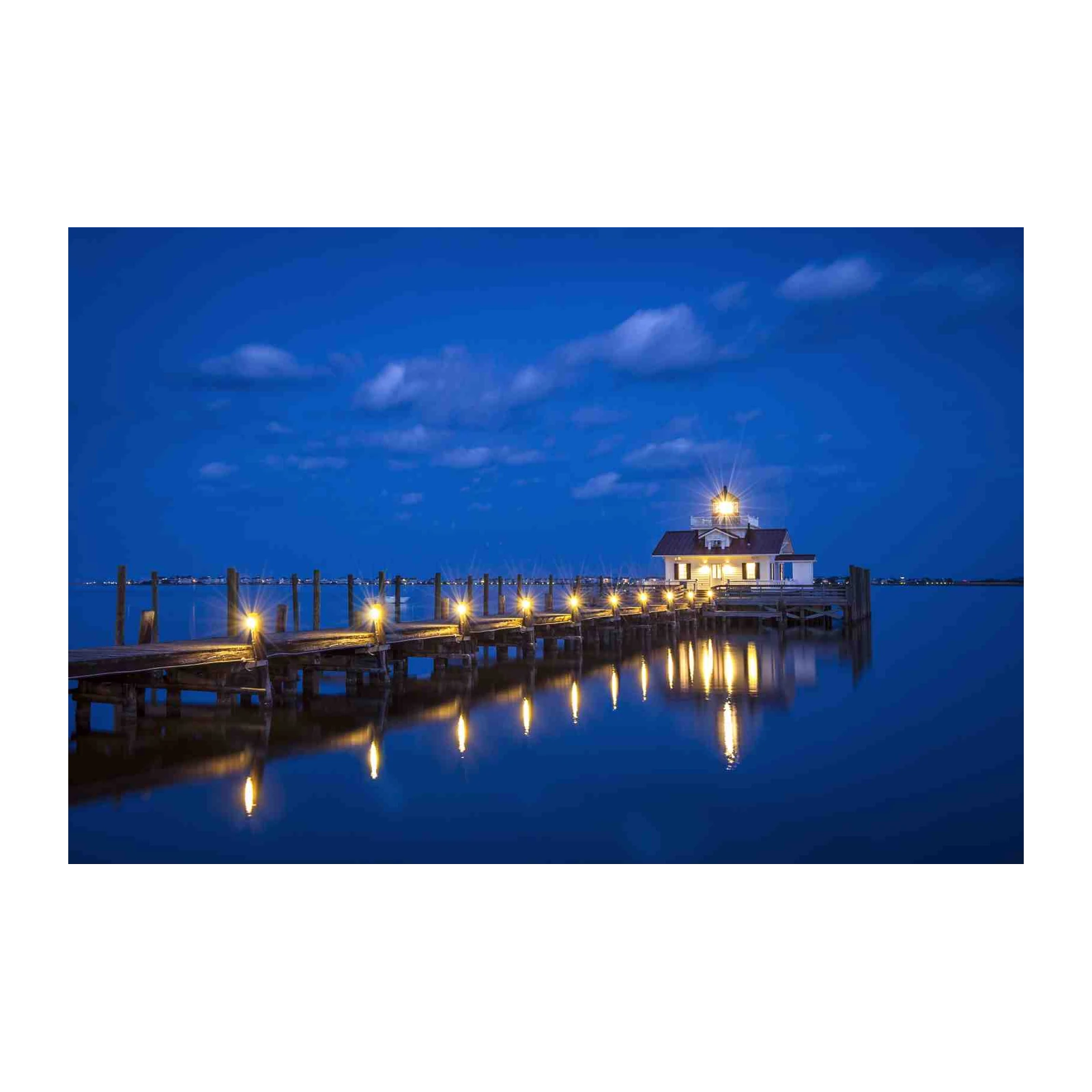 Enchanting Lighthouse Pier Nightscape Wall Art