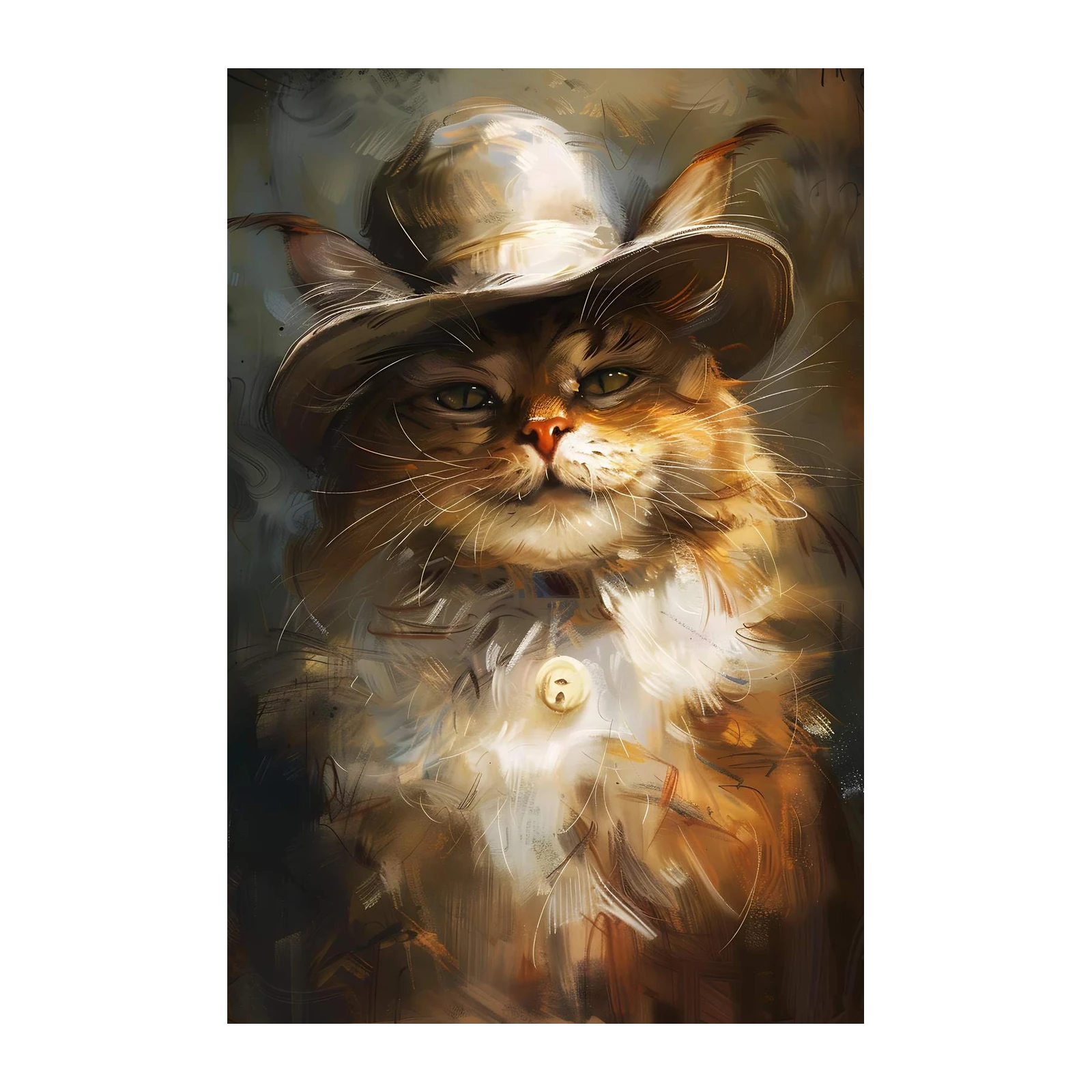 Dapper Feline Hat Portrait Wall Art