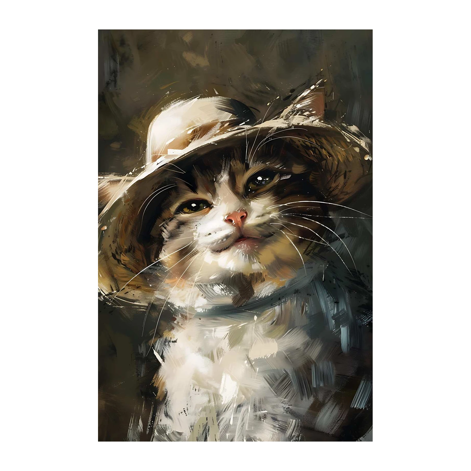 Charming Cat in Hat Fine Art Wall Art