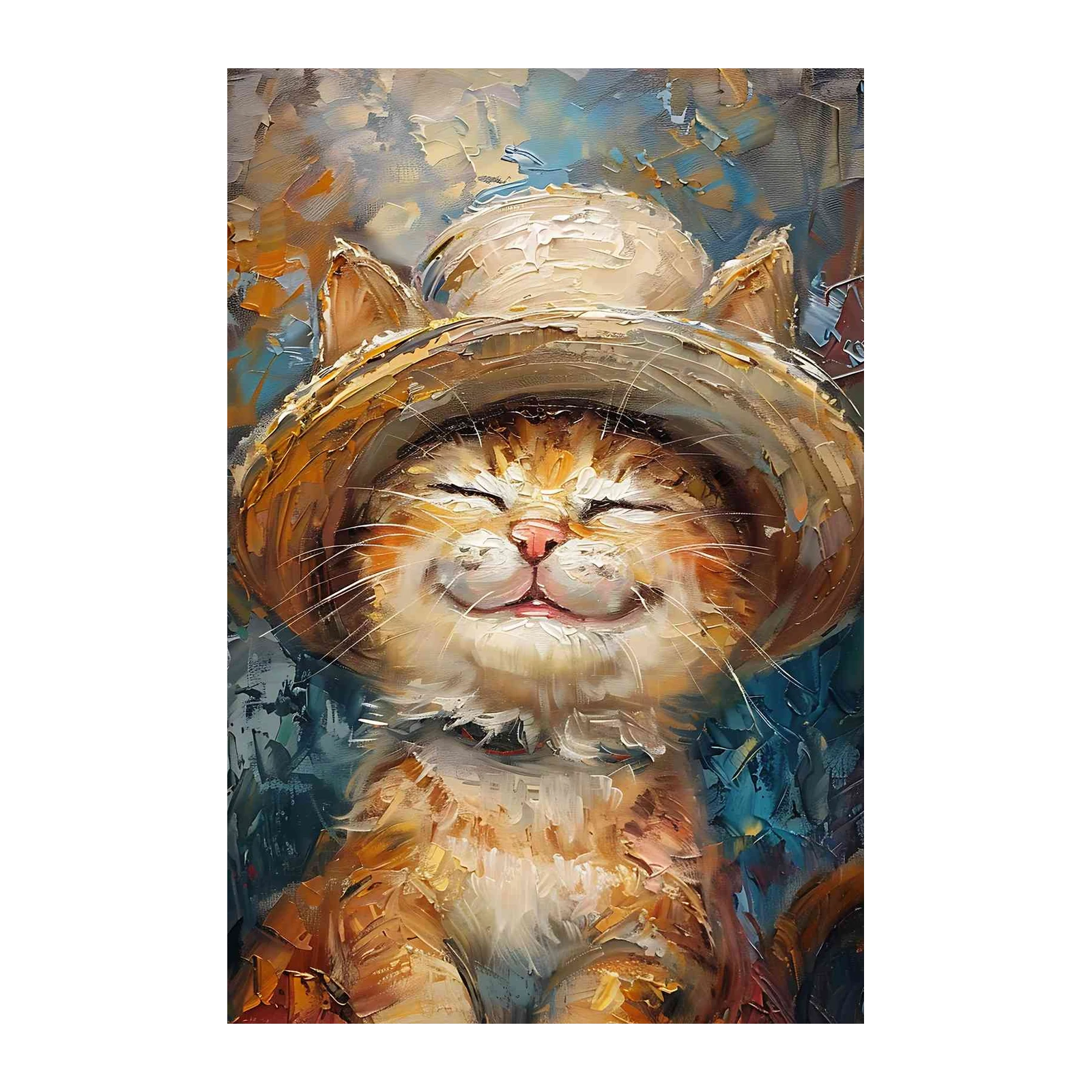 Joyful Cat in Hat Wall Art