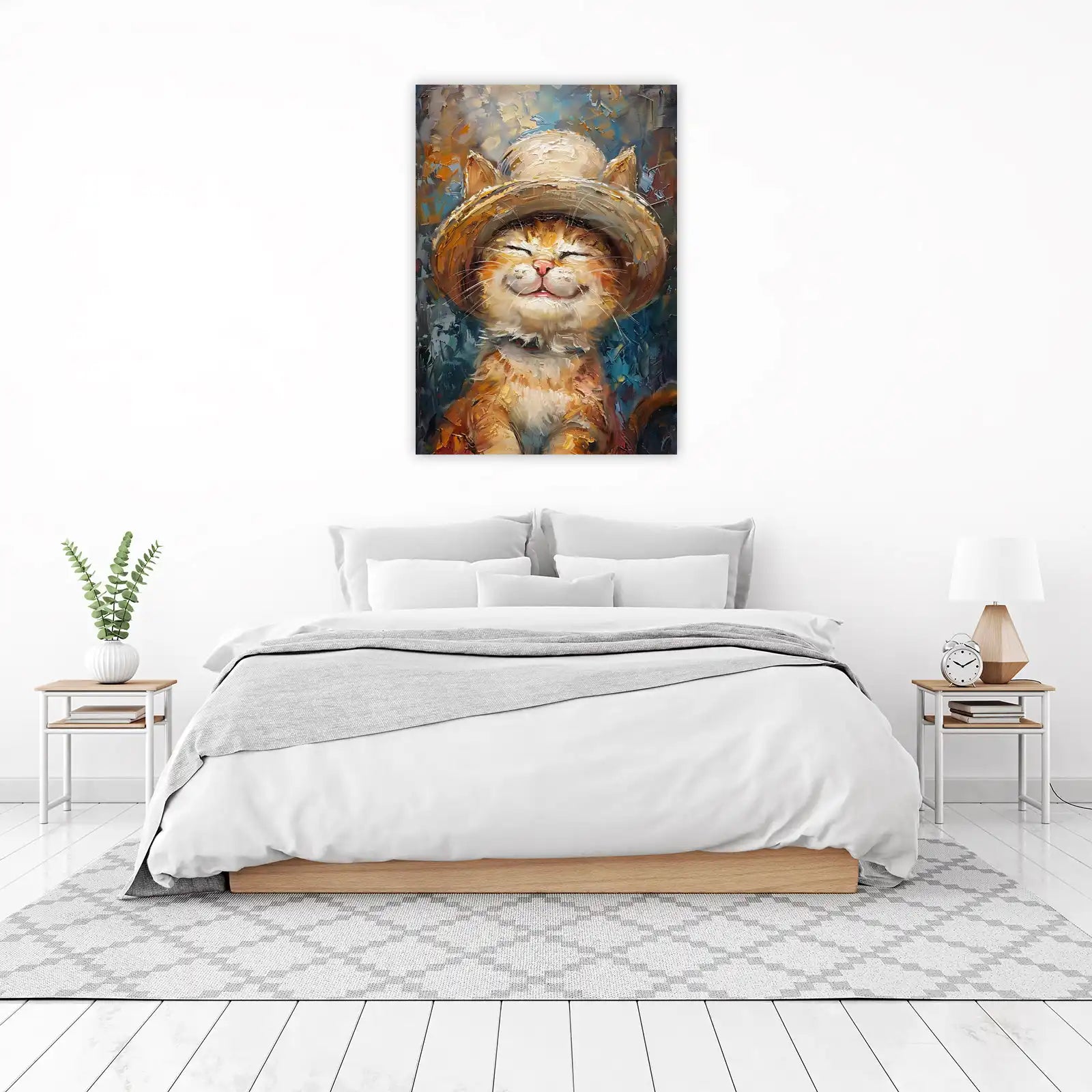 Joyful Cat in Hat Wall Art