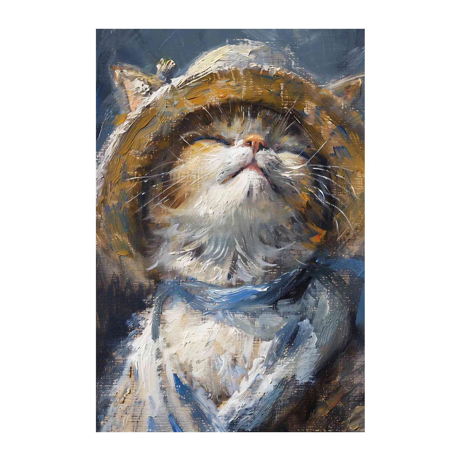 Whimsical Cat with Hat Wall Art