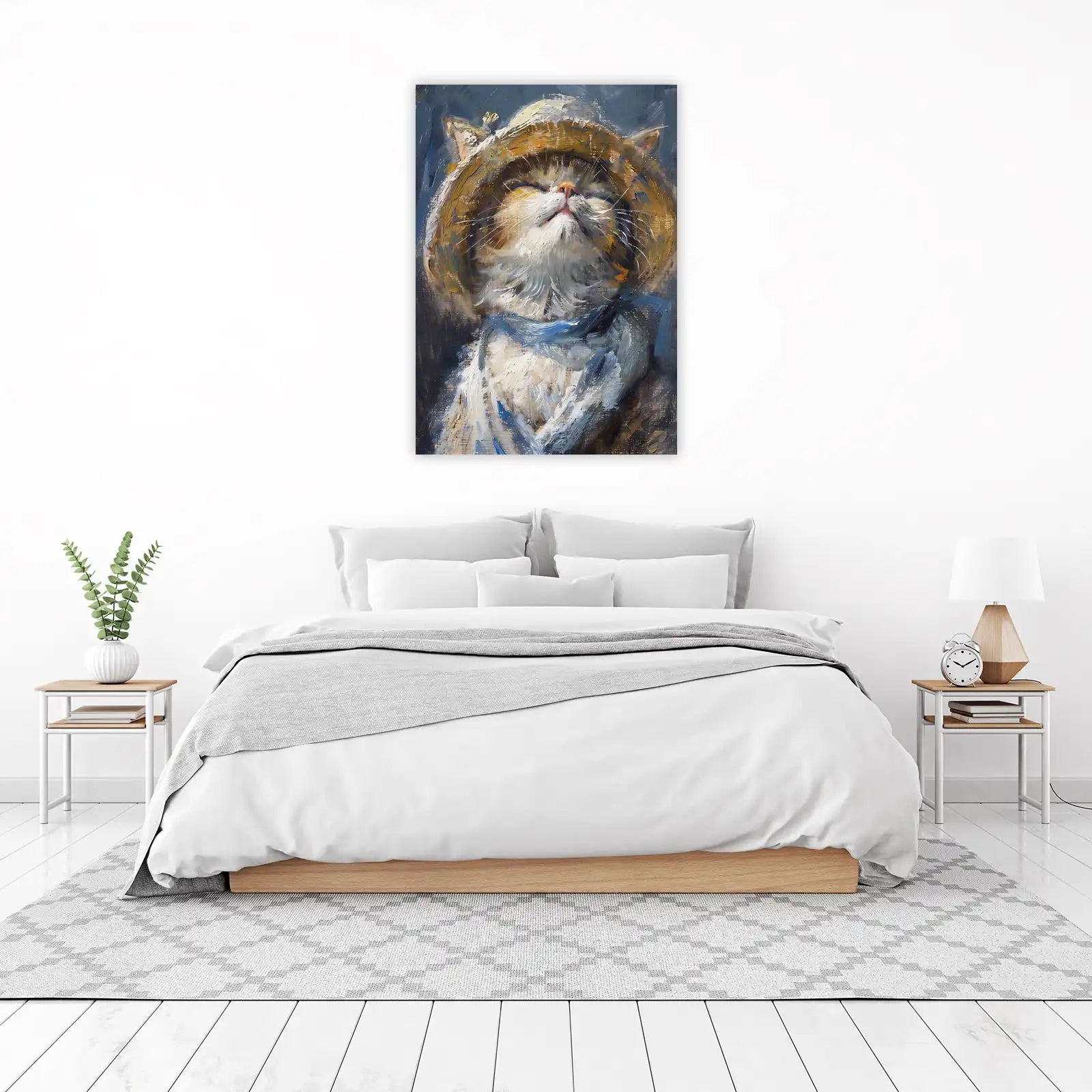 Whimsical Cat with Hat Wall Art
