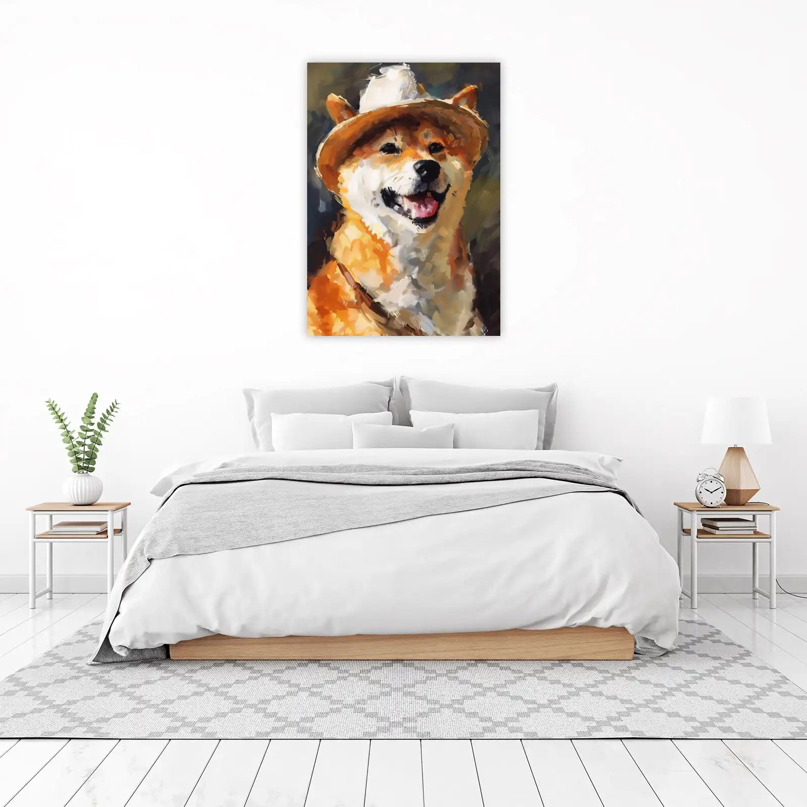 Happy Shiba Inu Cowboy Hat Wall Art
