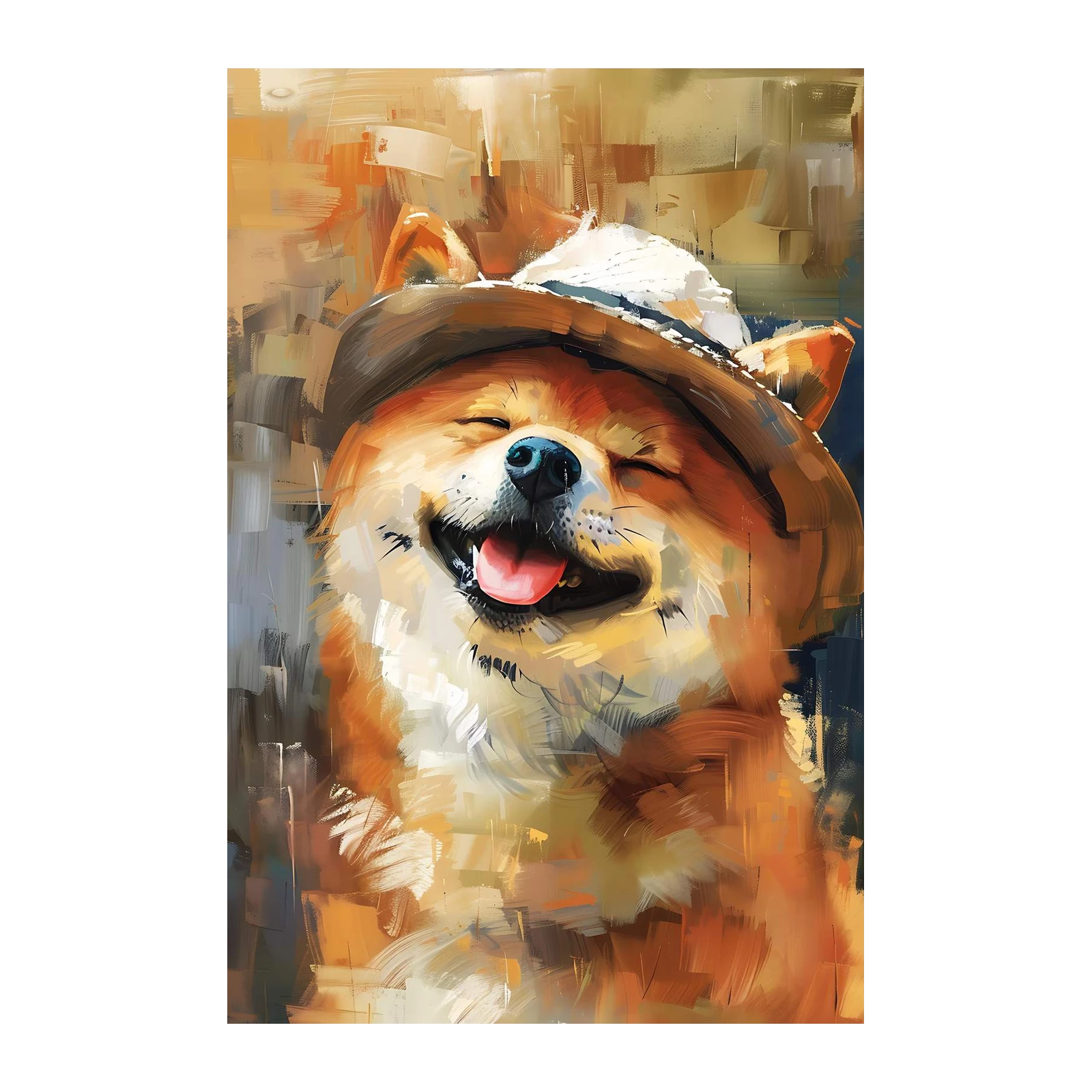 Joyful Shiba Inu with Hat Wall Art