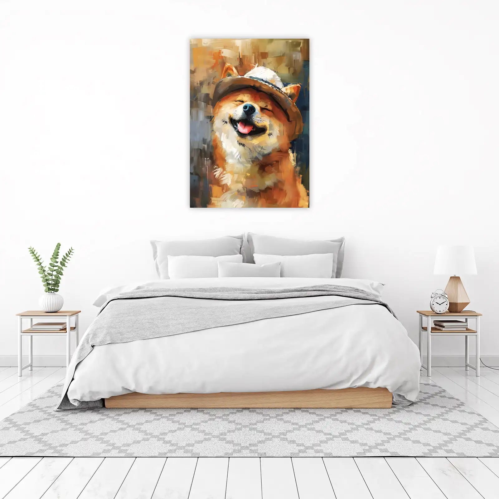 Joyful Shiba Inu with Hat Wall Art