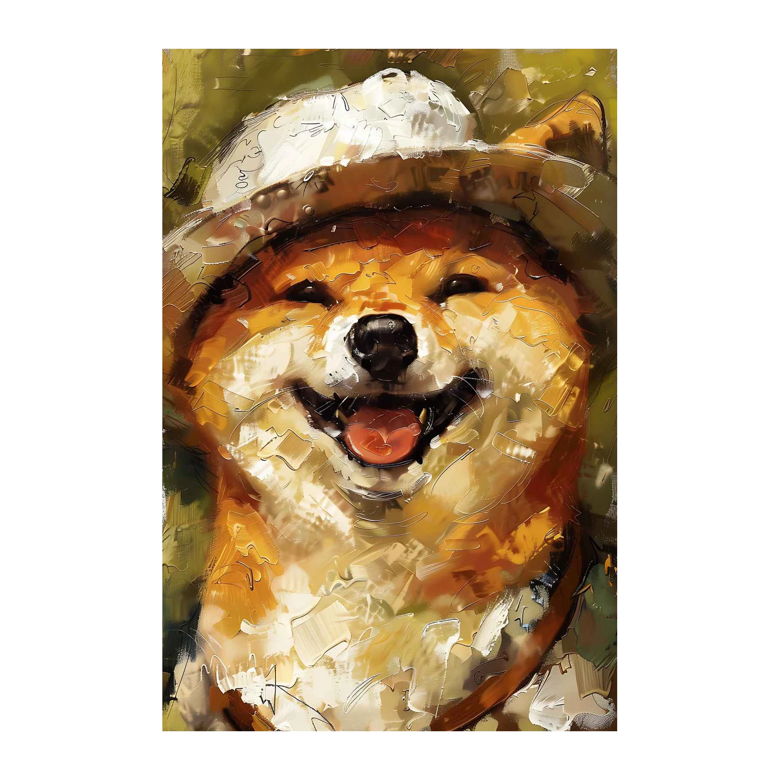 Joyful Shiba Inu Hat Wall Art