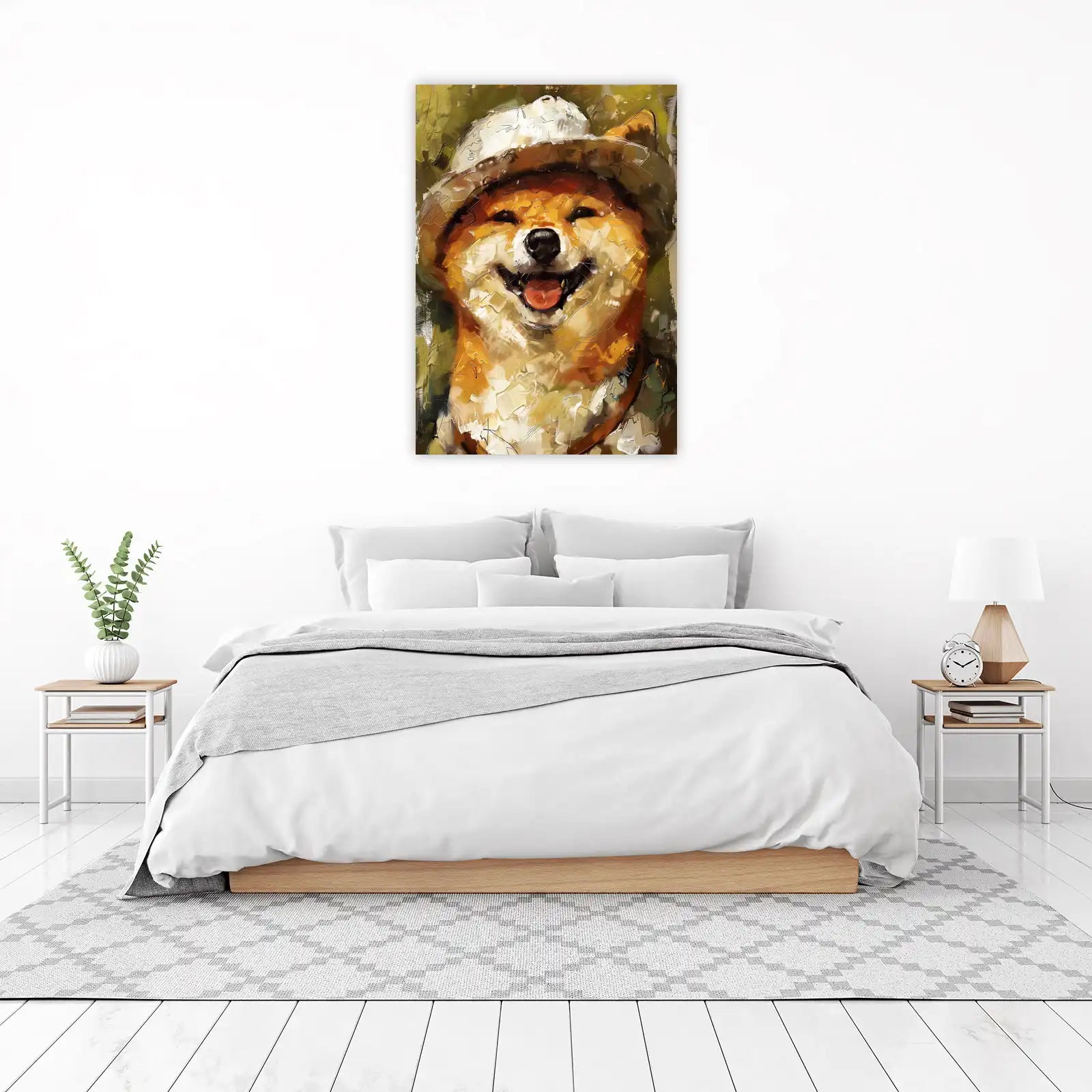 Joyful Shiba Inu Hat Wall Art