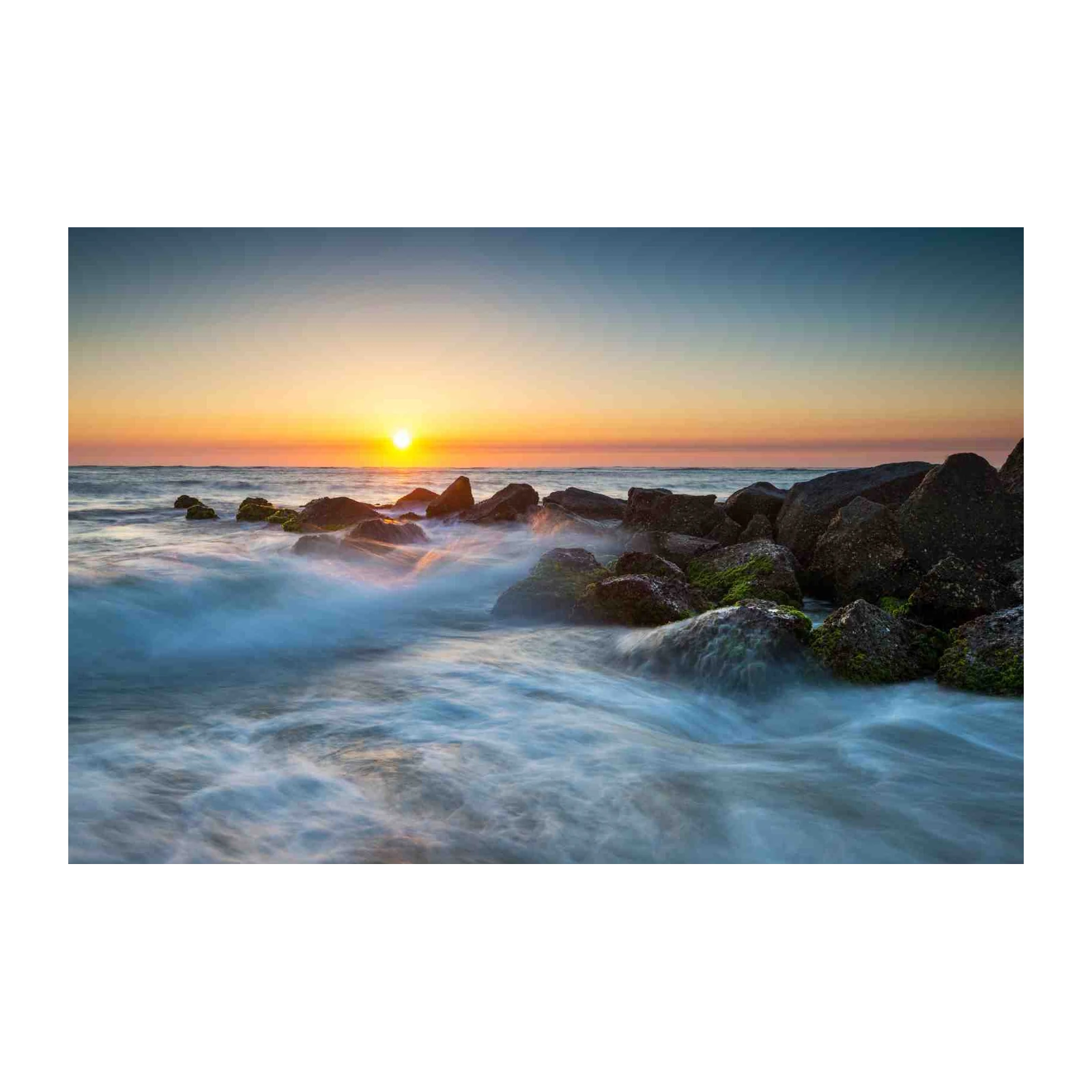 Serene Sunrise Ocean Rocks Wall Art